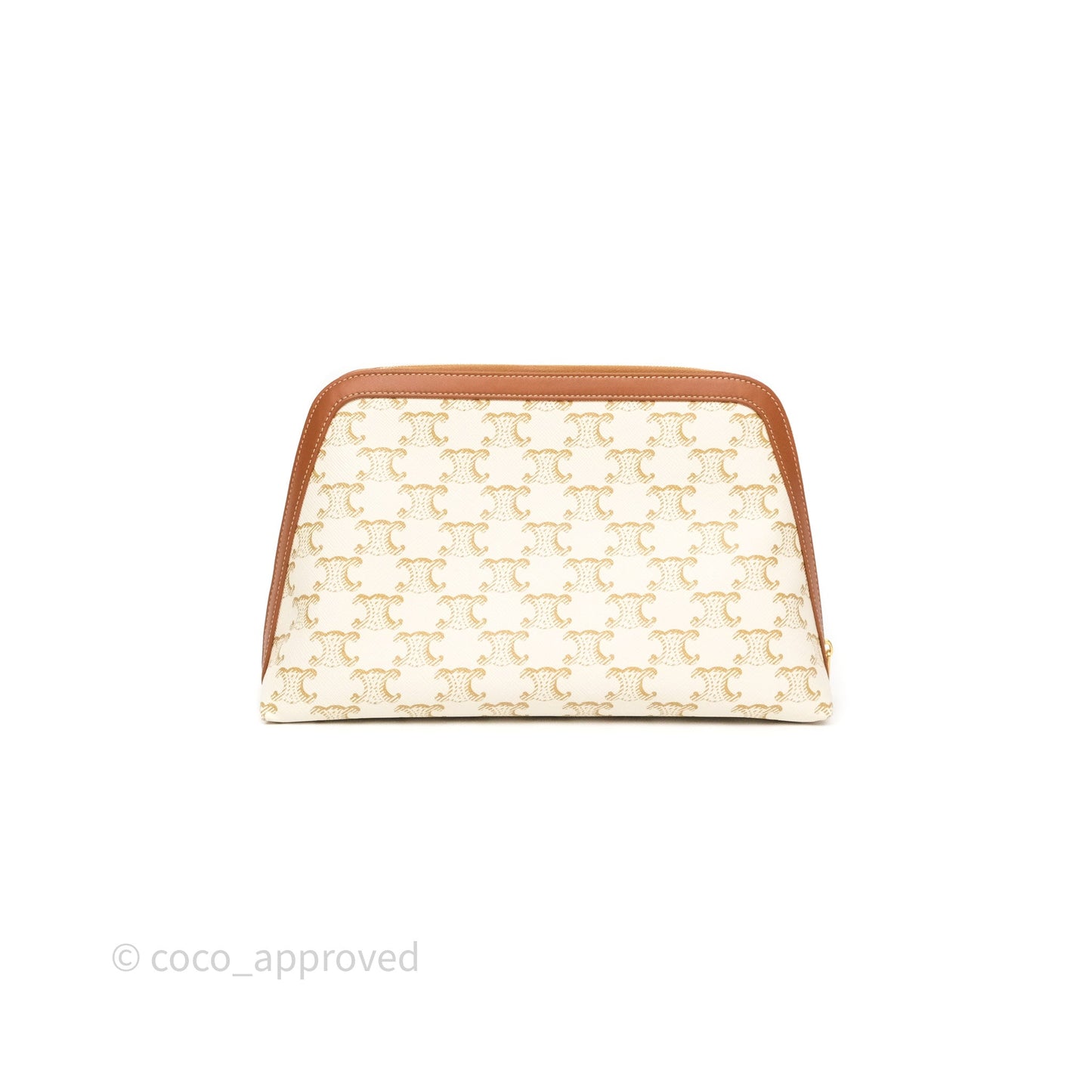 Celine Large Cosmetic Pouch White Triomphe Canvas