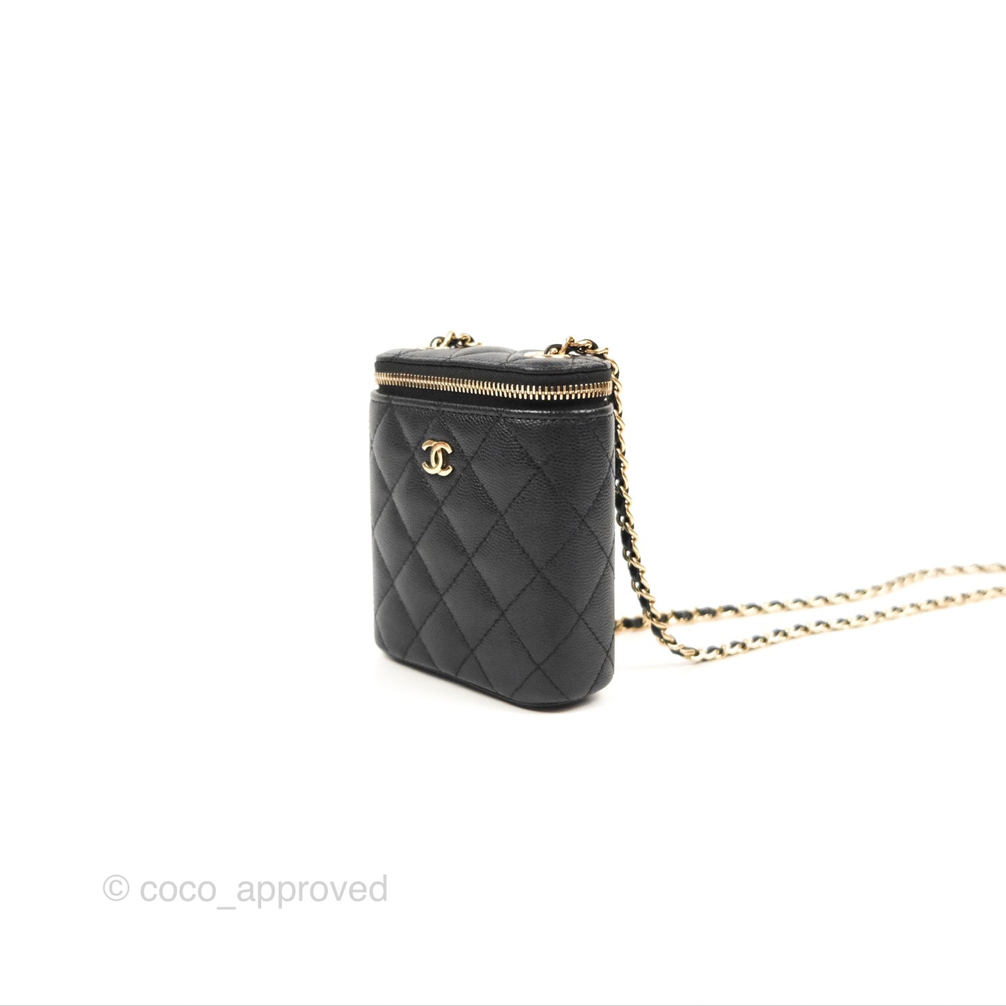 Chanel Classic Mini Vanity With Chain Black Caviar Gold Hardware