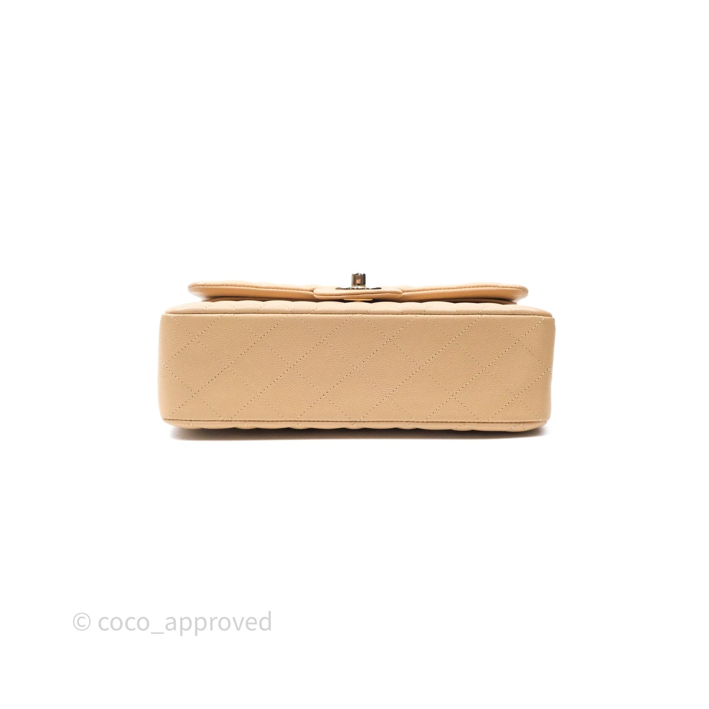 Chanel Classic Small S/M Quilted Flap Beige Caviar Gold Hardware