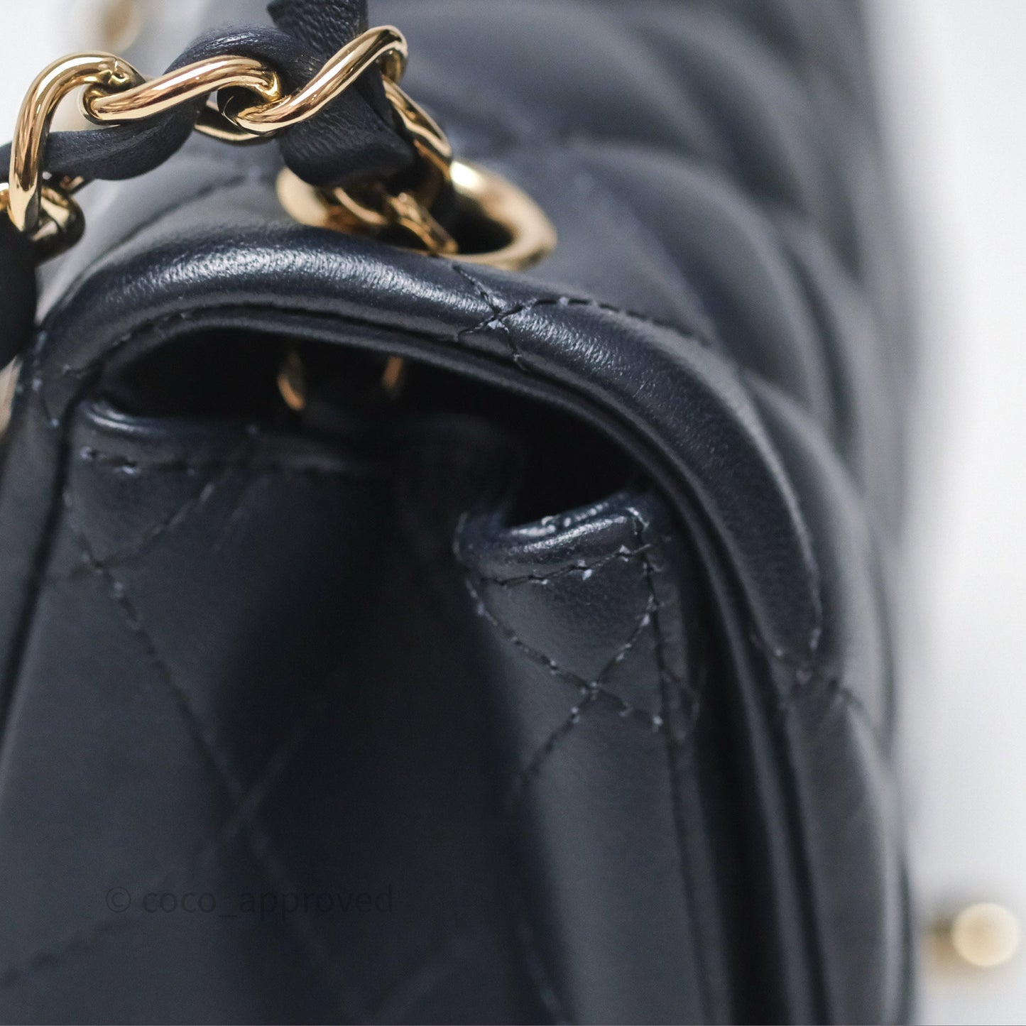 Chanel Mini Square Flap Quilted Navy Lambskin Gold Hardware