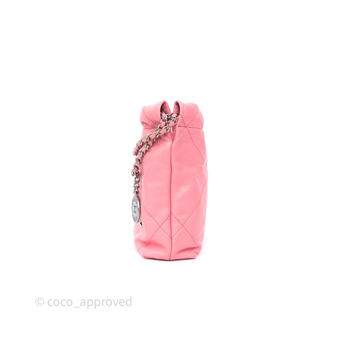 Chanel 22 Mini Bag Pink Shiny Crumpled Calfskin Matte Silver Hardware