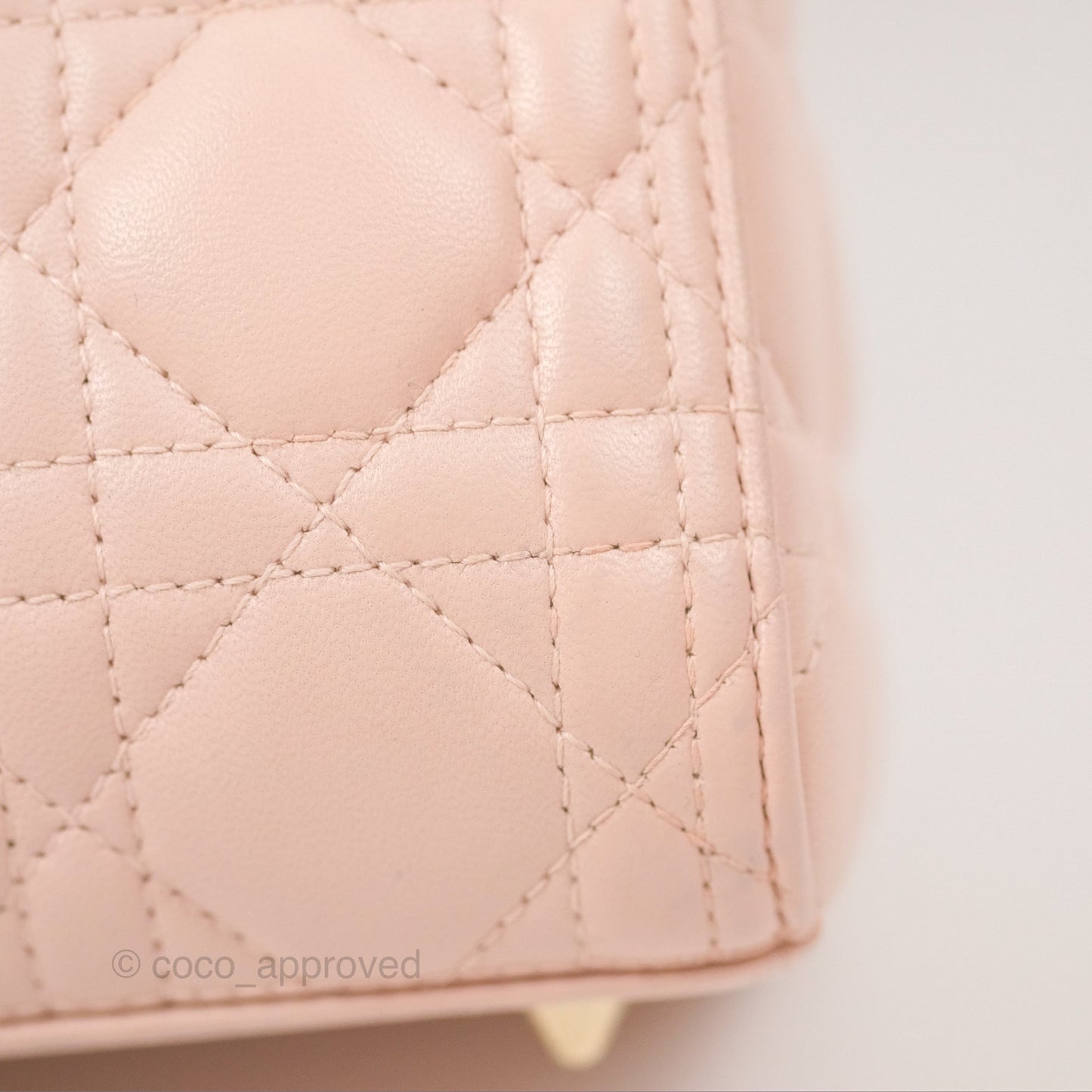 Christian Dior Medium Lady Dior Cannage Light Pink Lambskin Gold Hardware