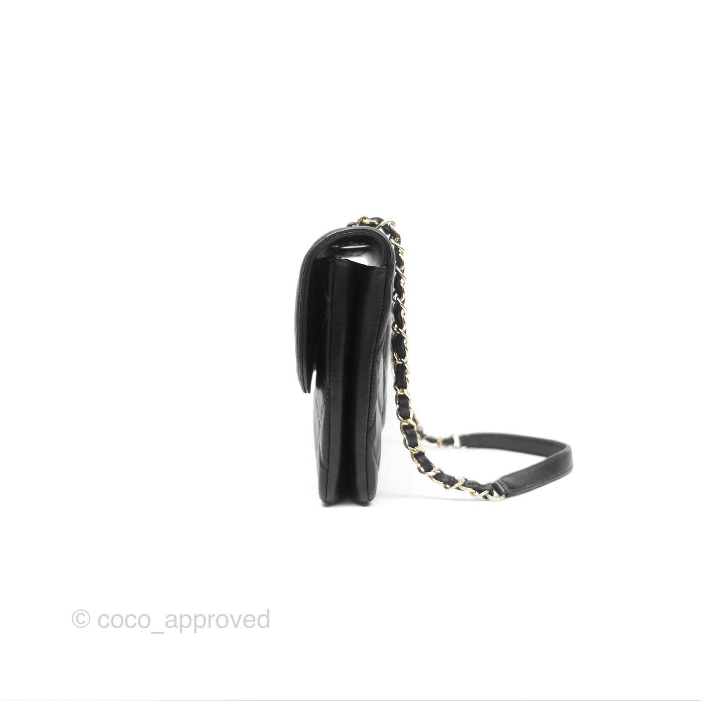 Chanel Trendy CC Flap Clutch Bag Black Lambskin Gold Hardware