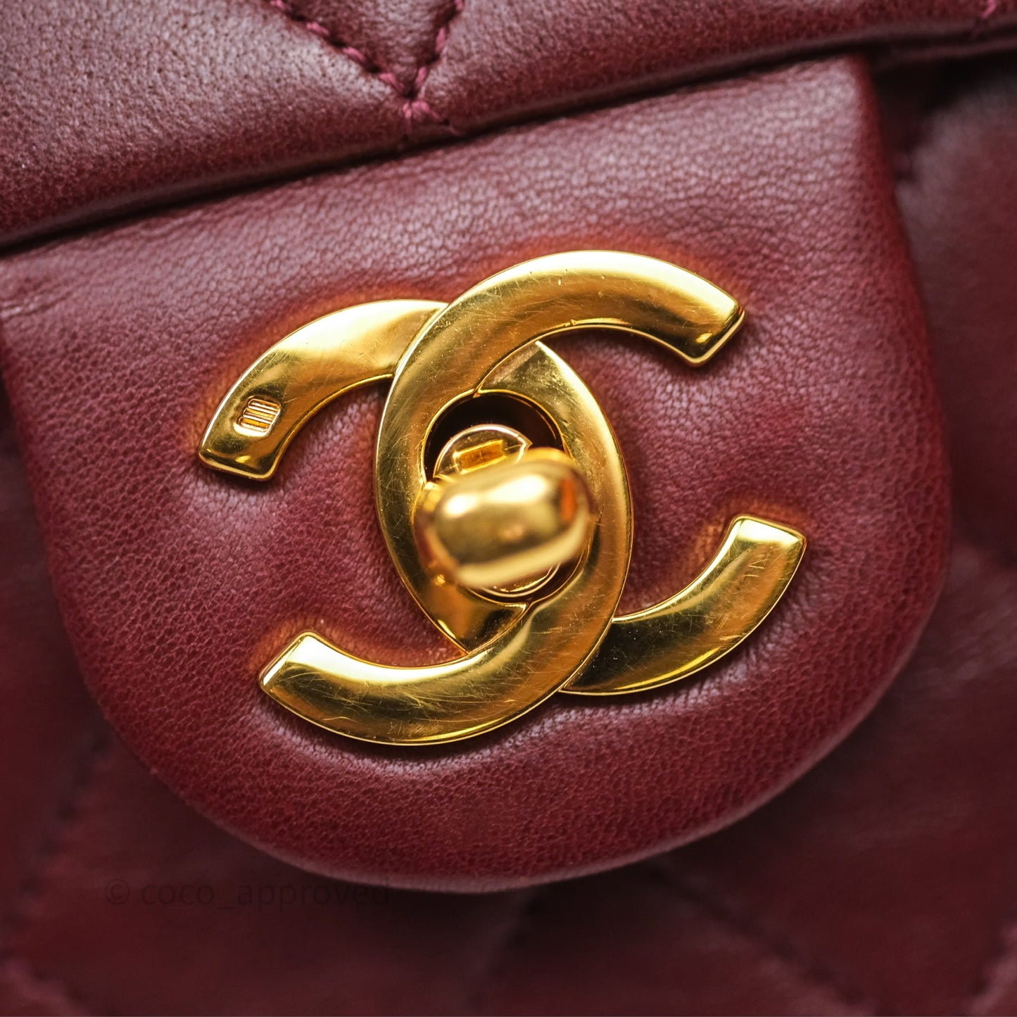 Chanel Vintage Mini Square Burgundy Lambskin 24K Gold Hardware