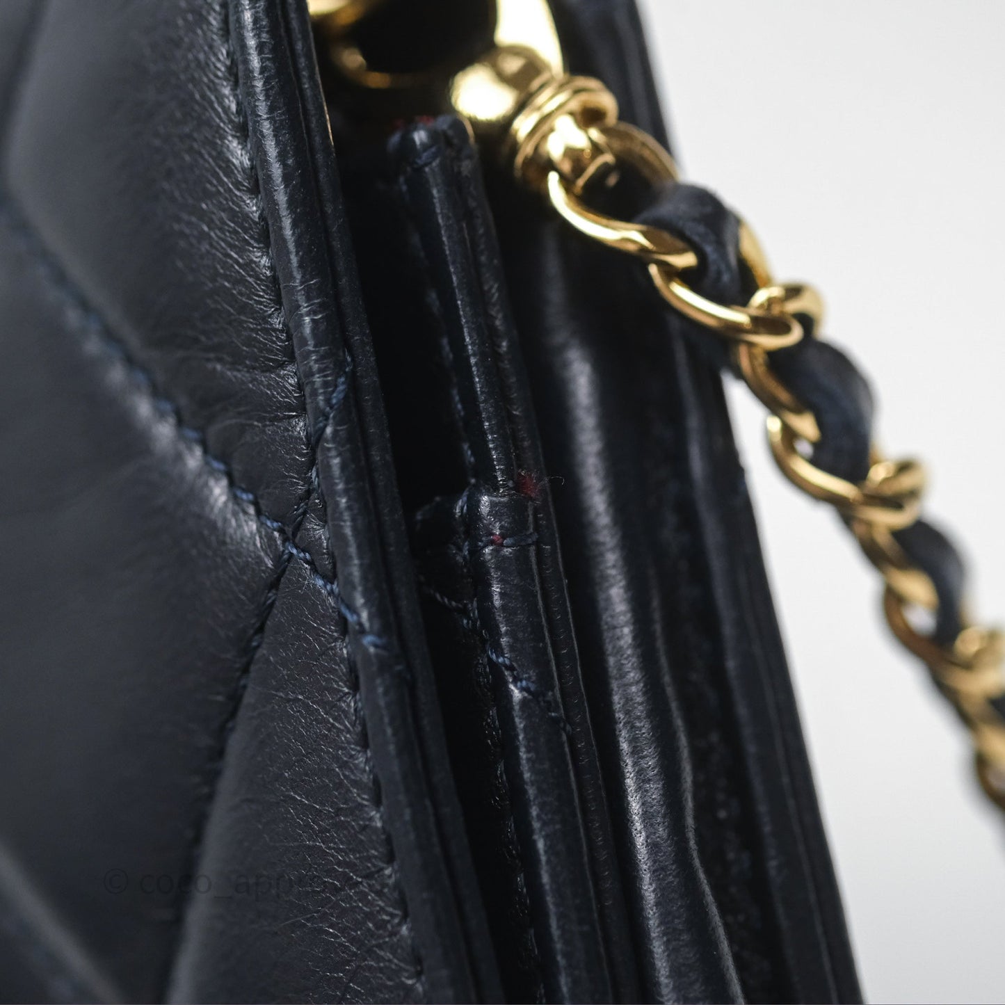 Chanel Golden Class Wallet on Chain WOC Navy Lambskin Gold Hardware