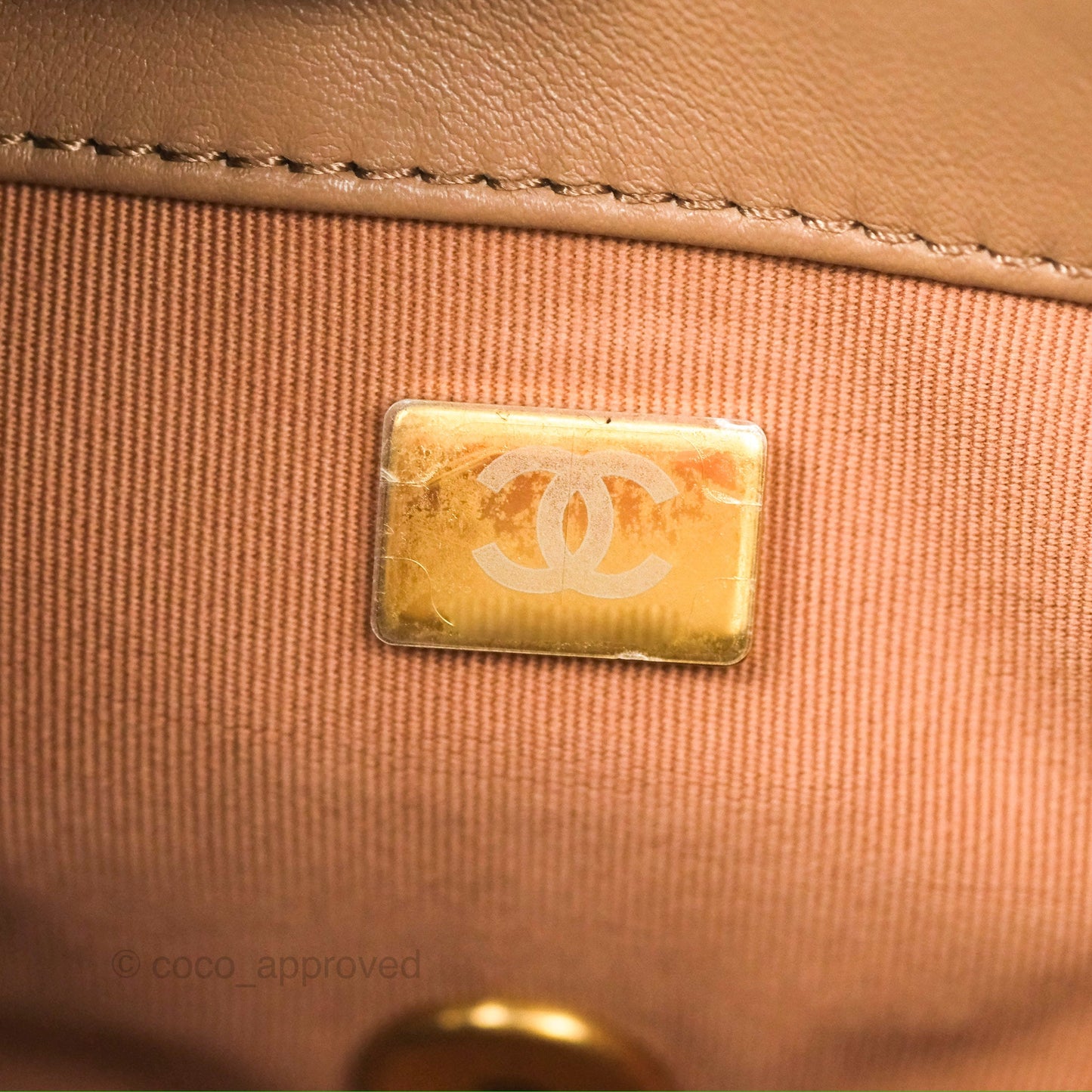 Chanel Small All Slide Adjustable Chain Flap Bag Beige Lambskin Aged Gold Hardware