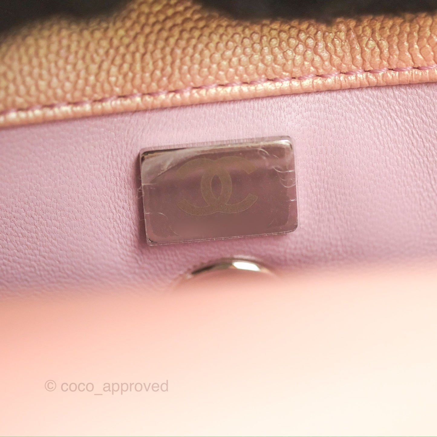 Chanel Small Quilted Coco Handle Iridescent Pink Caviar Rainbow Hardware