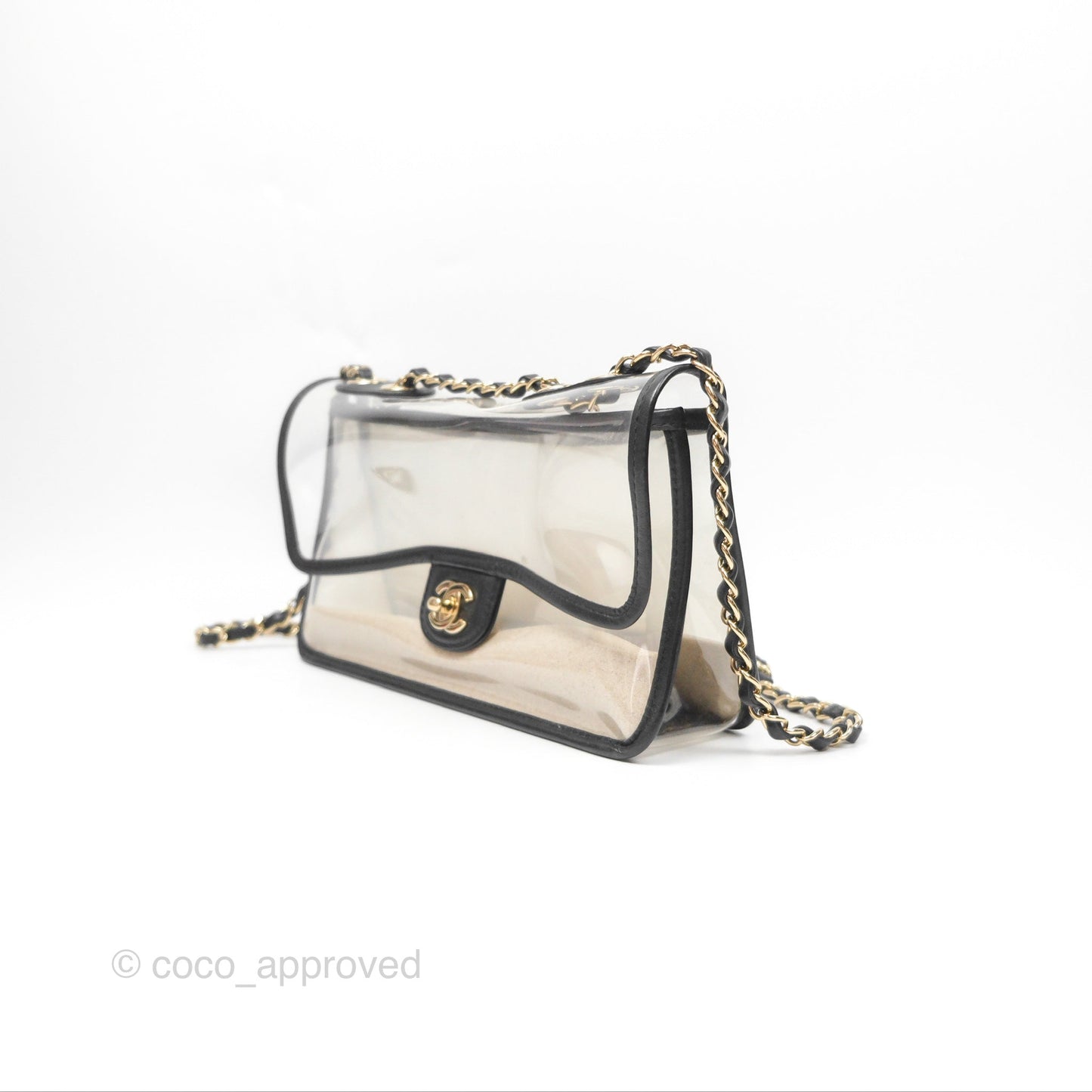 Chanel Medium Sand By The Sea PVC Flap Black Lambskin Gold Hardware