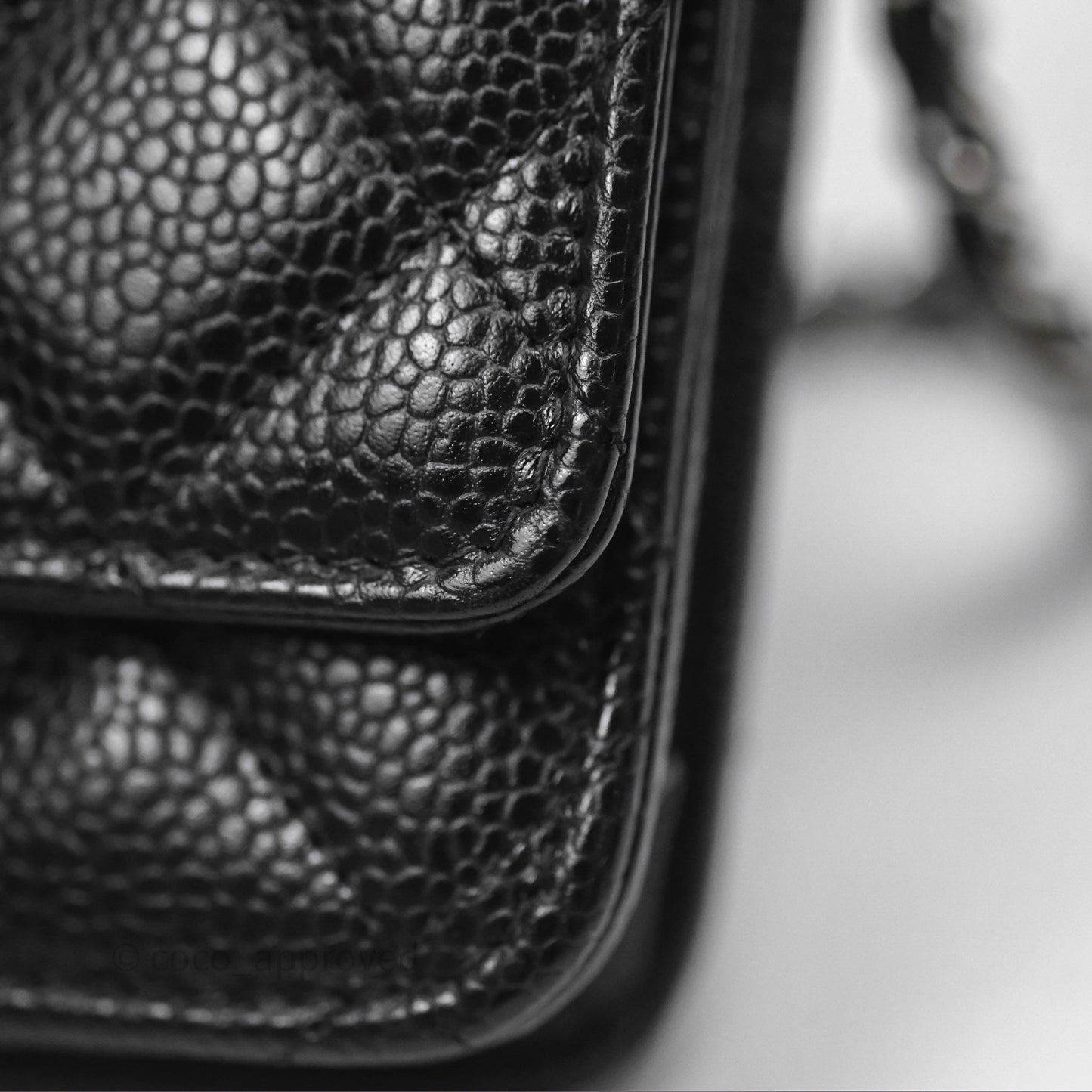 Chanel Quilted Classic Wallet on Chain WOC Black Caviar Silver Hardware