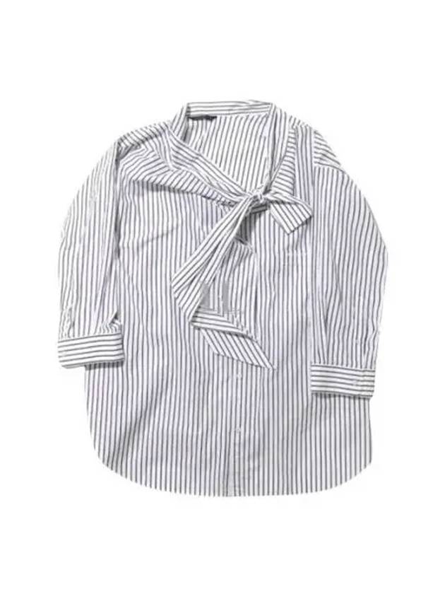 Luxury Balenciaga Knotted Poplin Oversized Long Sleeve Shirt White Blue