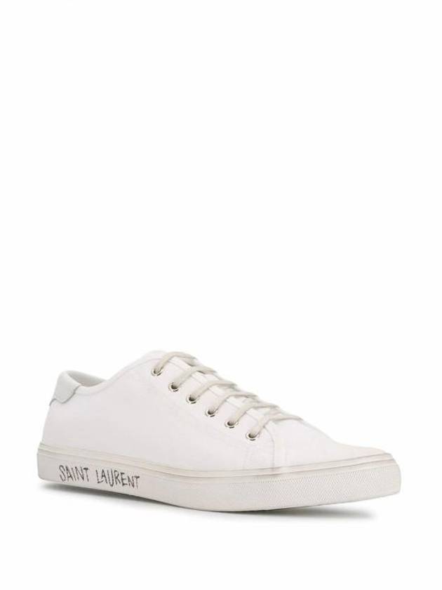 Luxury Saint Laurent Malibu Logo Canvas Low Top Sneakers White