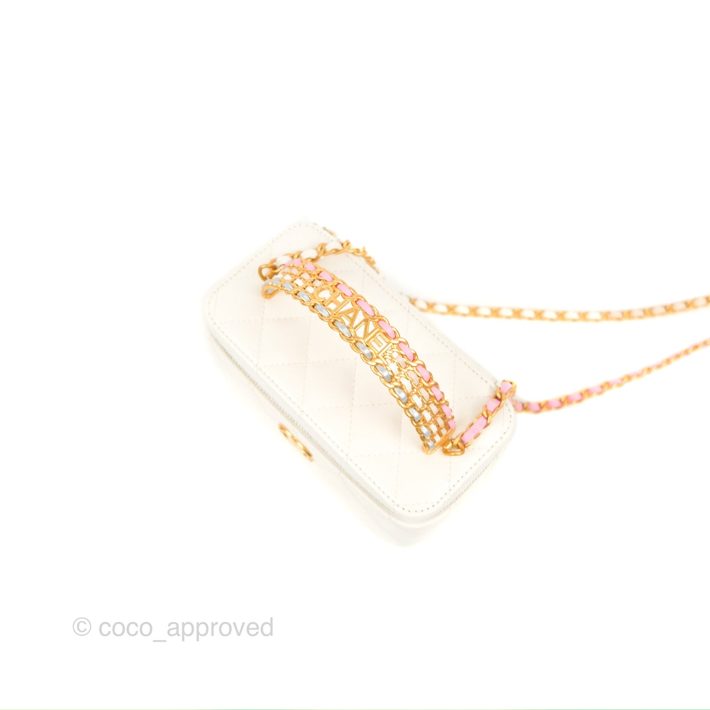 Chanel Rainbow Top Handle Vanity White Glazed Lambskin 23P
