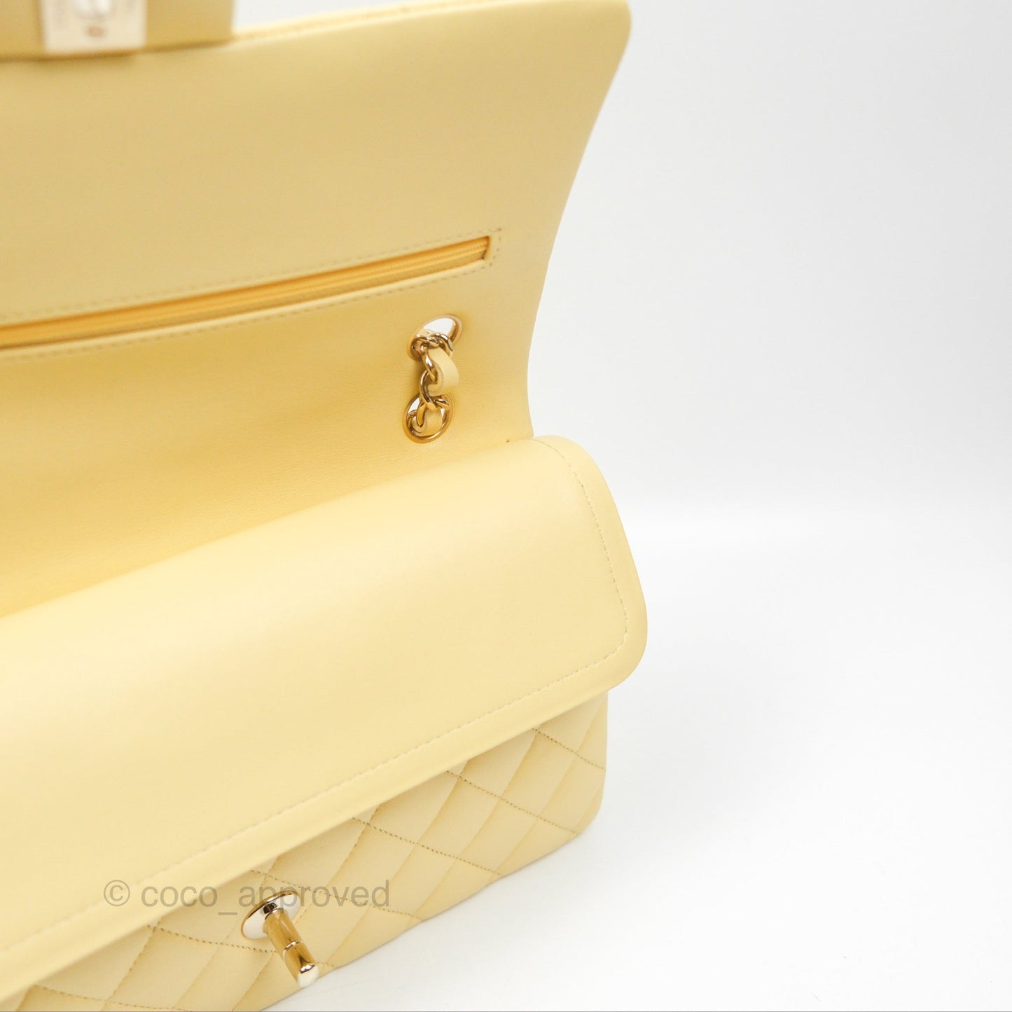 Chanel Classic M/L Medium Flap Quilted Yellow Lambskin Gold Hardware