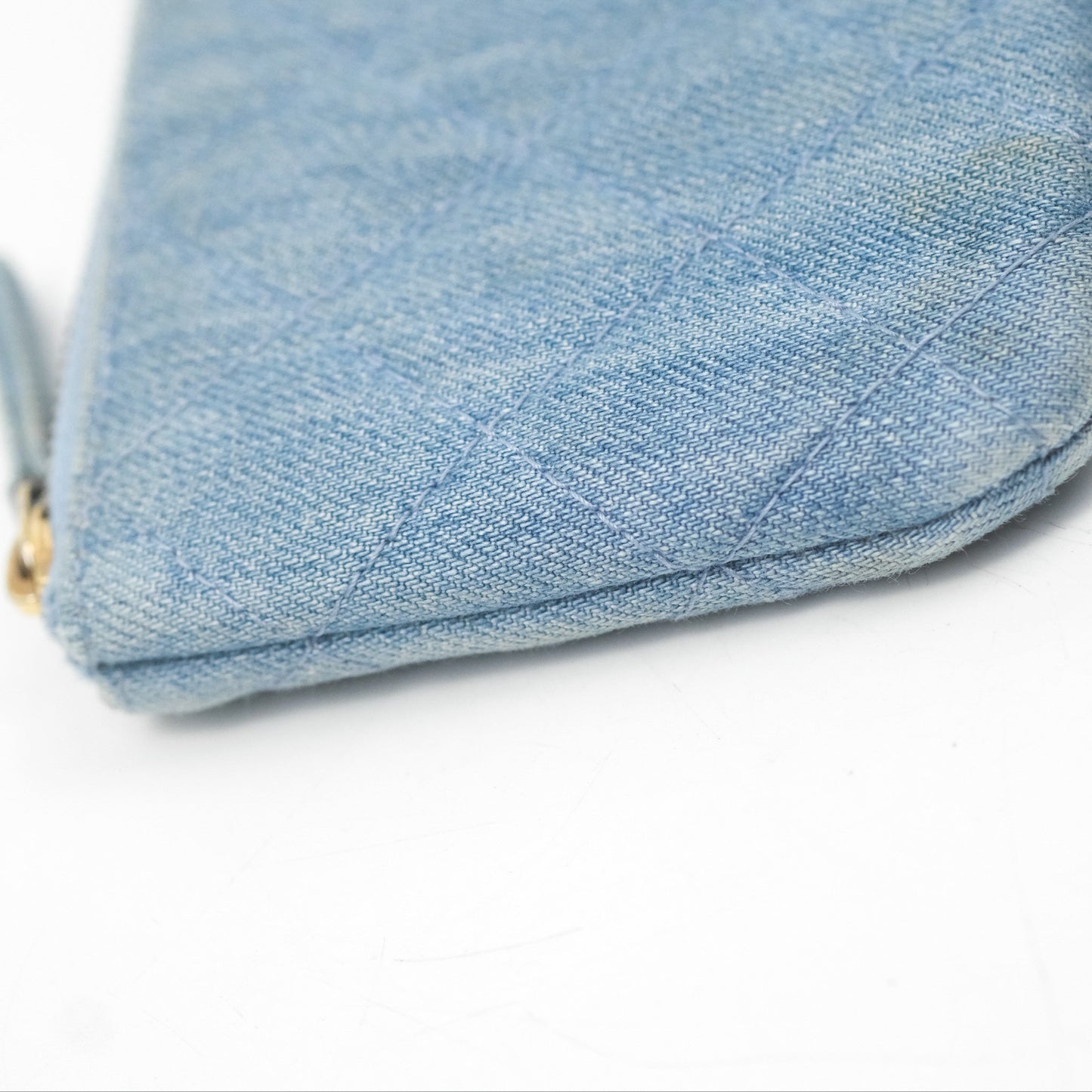 Chanel Mini Reissue O Case Quilted Light Blue Denim Aged Gold Hardware