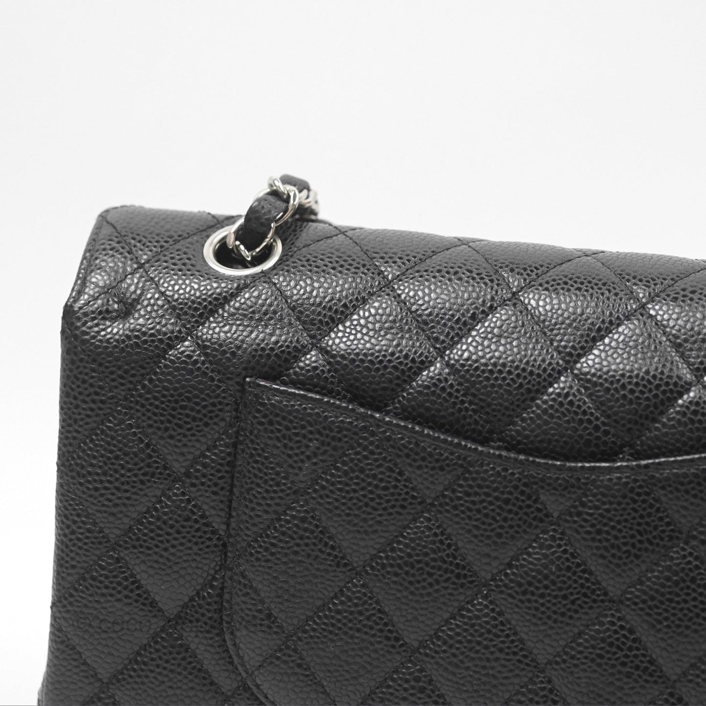 Chanel Classic M/L Medium Flap Quilted Black Caviar Silver Hardware