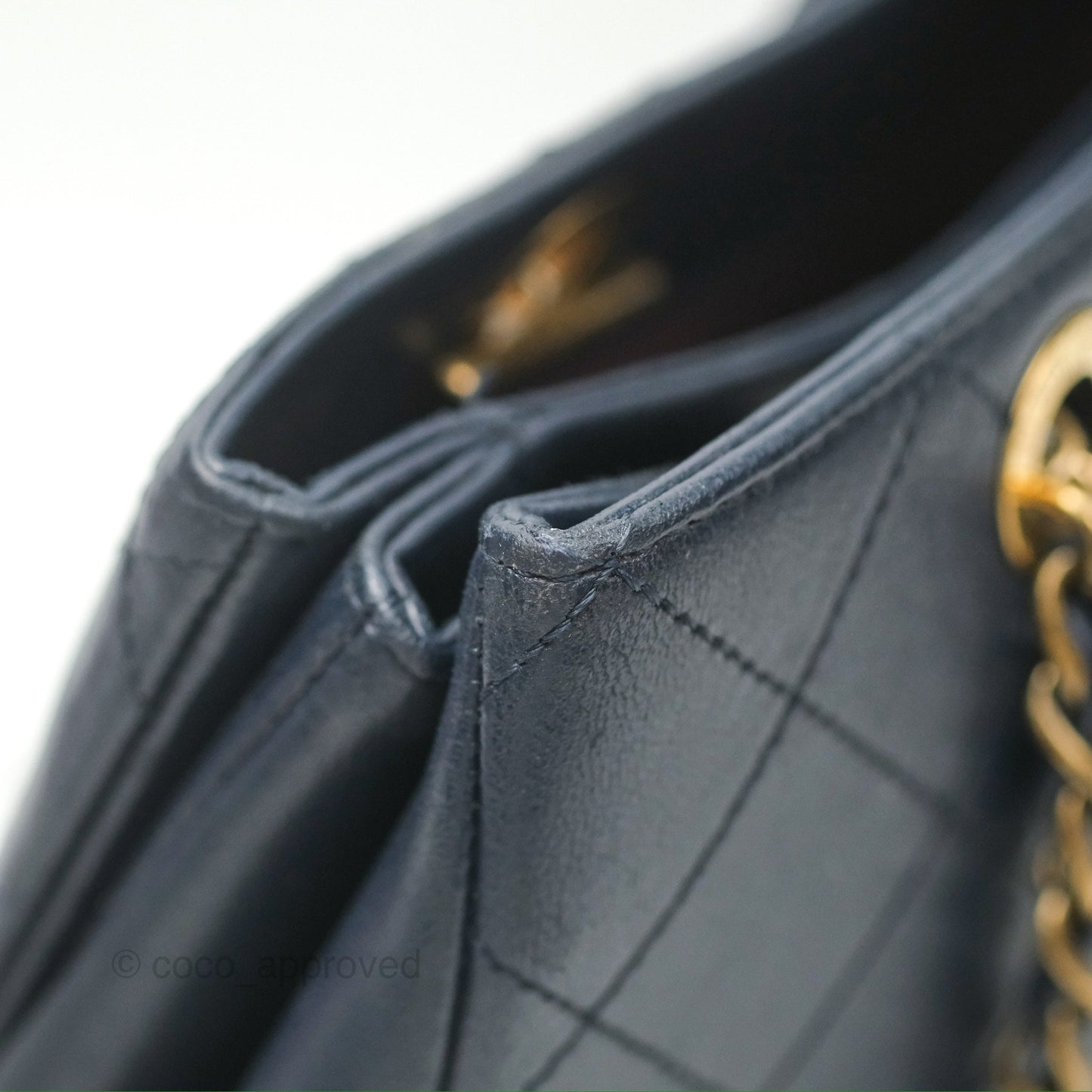 Chanel Medium Around The Corner Shopping Tote Navy Lambskin