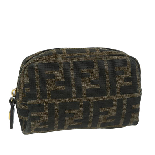 Luxury FendiZucca Canvas Pouch Nylon Brown Black58128