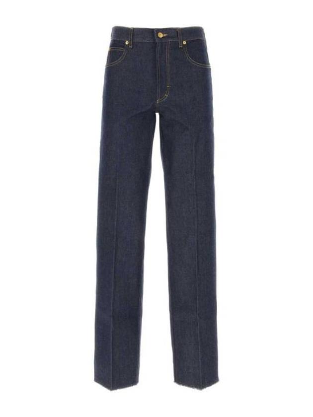 Luxury Gucci Trending 2025 Mid Rise Straight Denim Jeans Blue