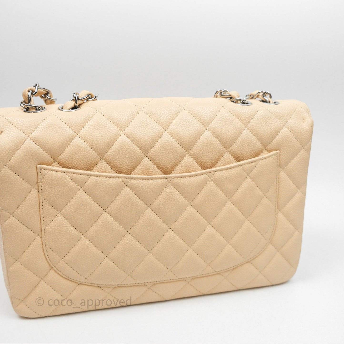 Chanel Jumbo Single Flap Beige Caviar Silver Hardware