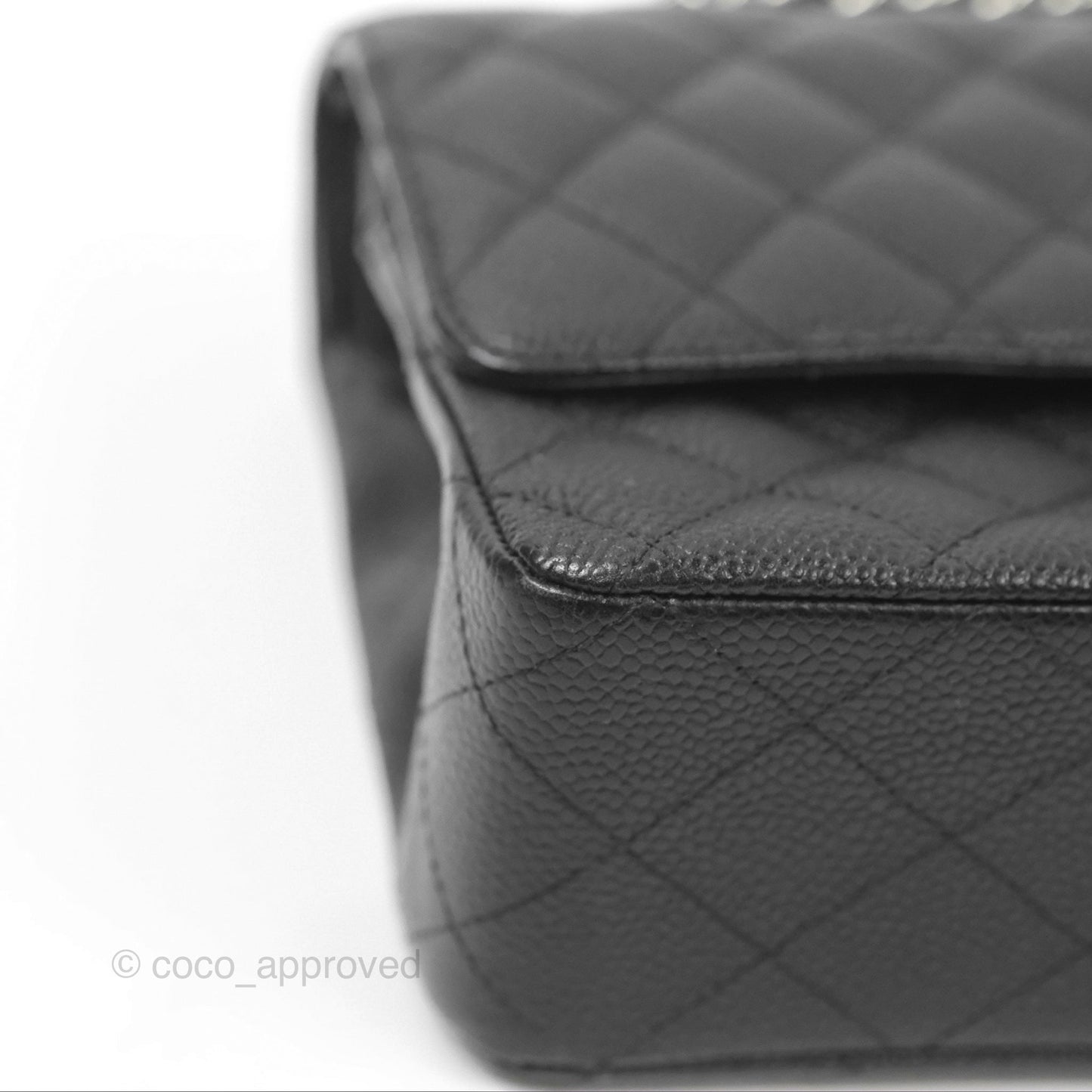 Chanel Classic M/L Medium Flap Quilted Black Caviar Silver Hardware