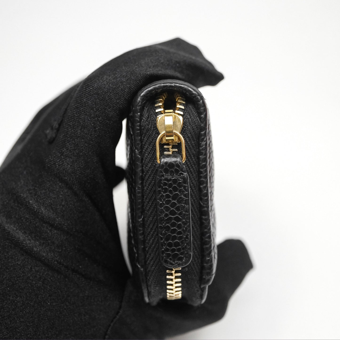 Chanel Classic Zipped Coin Purse Black Caviar Gold Hardware