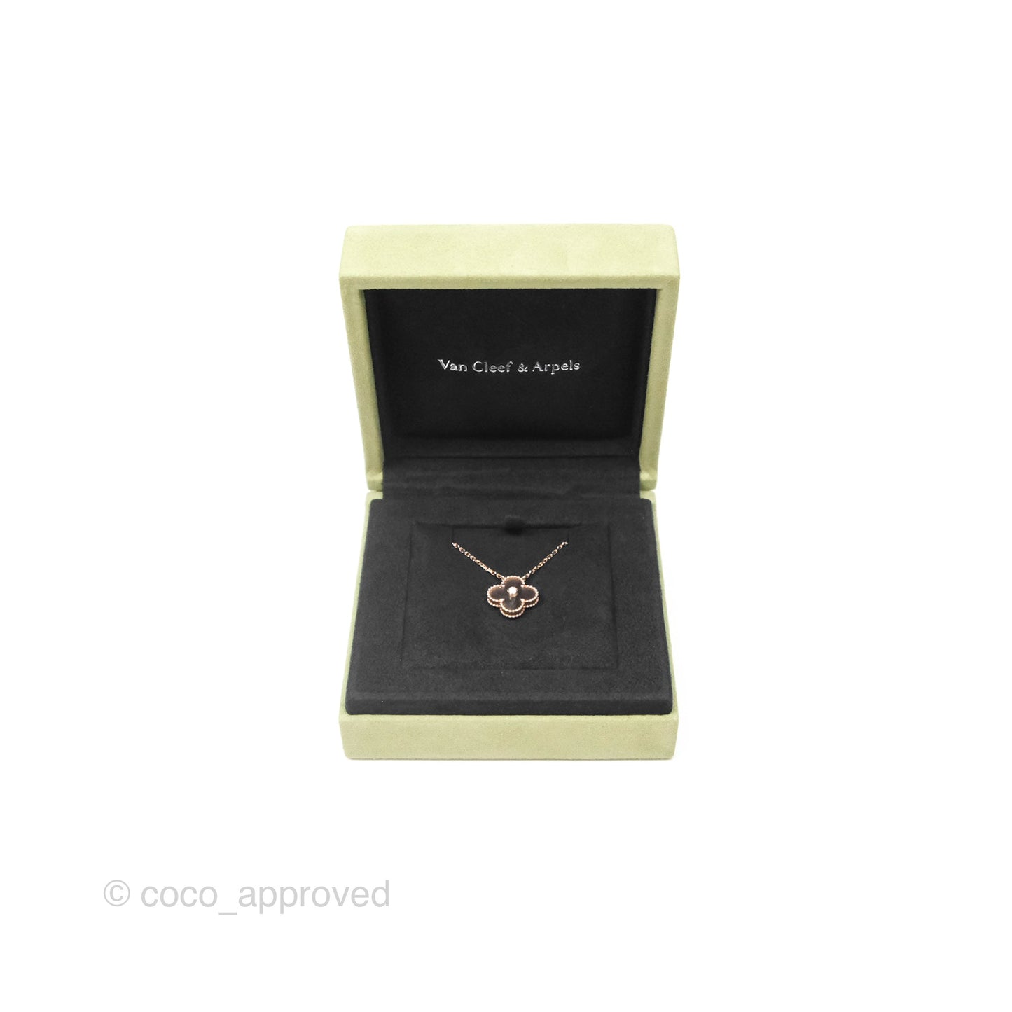 Van Cleef & Arpels Vintage Alhambra Holiday Pendant Obdisian Diamond Rose Gold