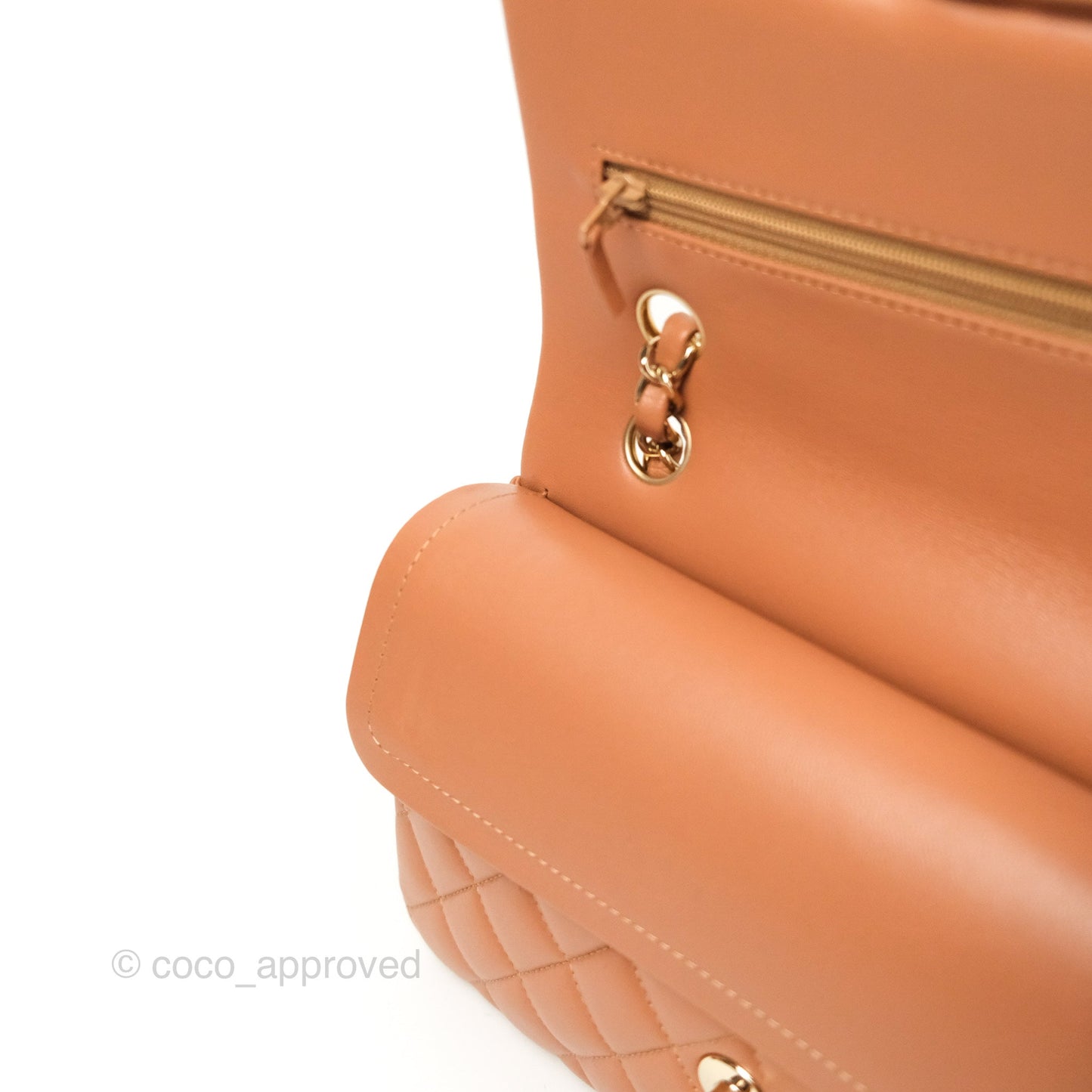 Chanel Small Classic Quilted Flap Dark Beige Caramel Lambskin Gold Hardware