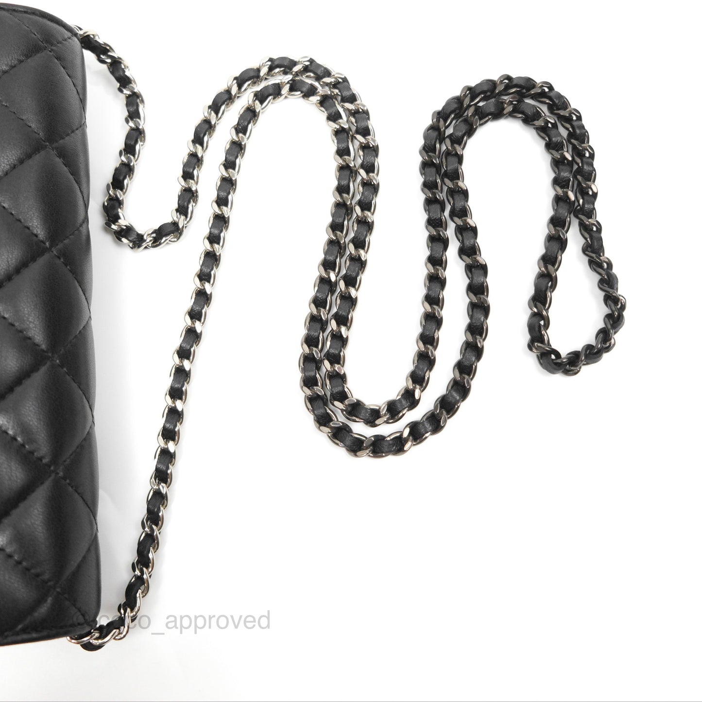 Chanel Gradient CC Wallet On Chain WOC Black Lambskin Silver Hardware 23K