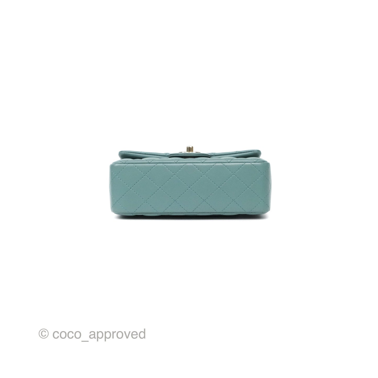 Chanel Quilted Mini Rectangular Flap Turquoise Blue Lambskin Gold Hardware