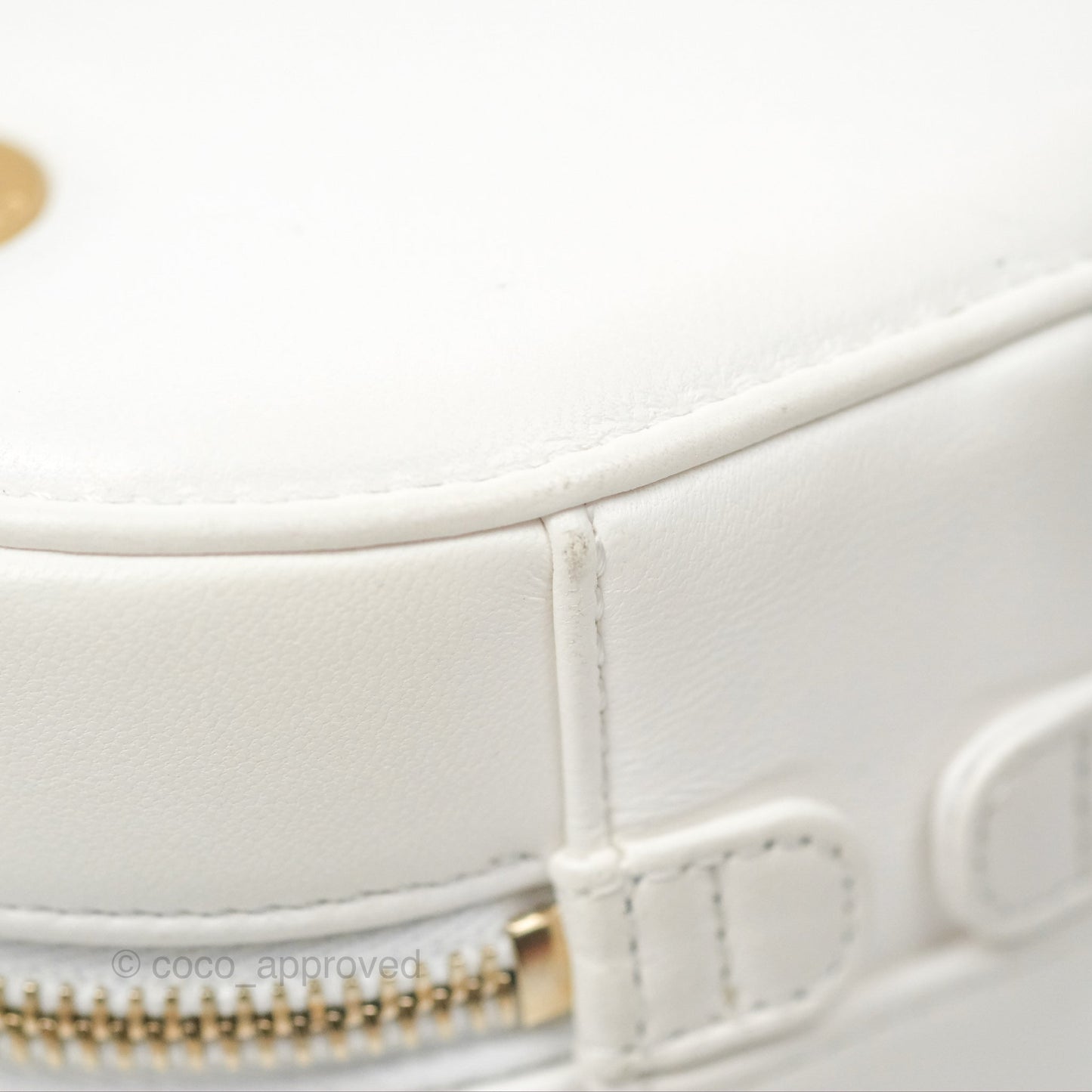 Chanel Vanity Case With Chain Shoulder Bag Quilted Calfskin Leather White