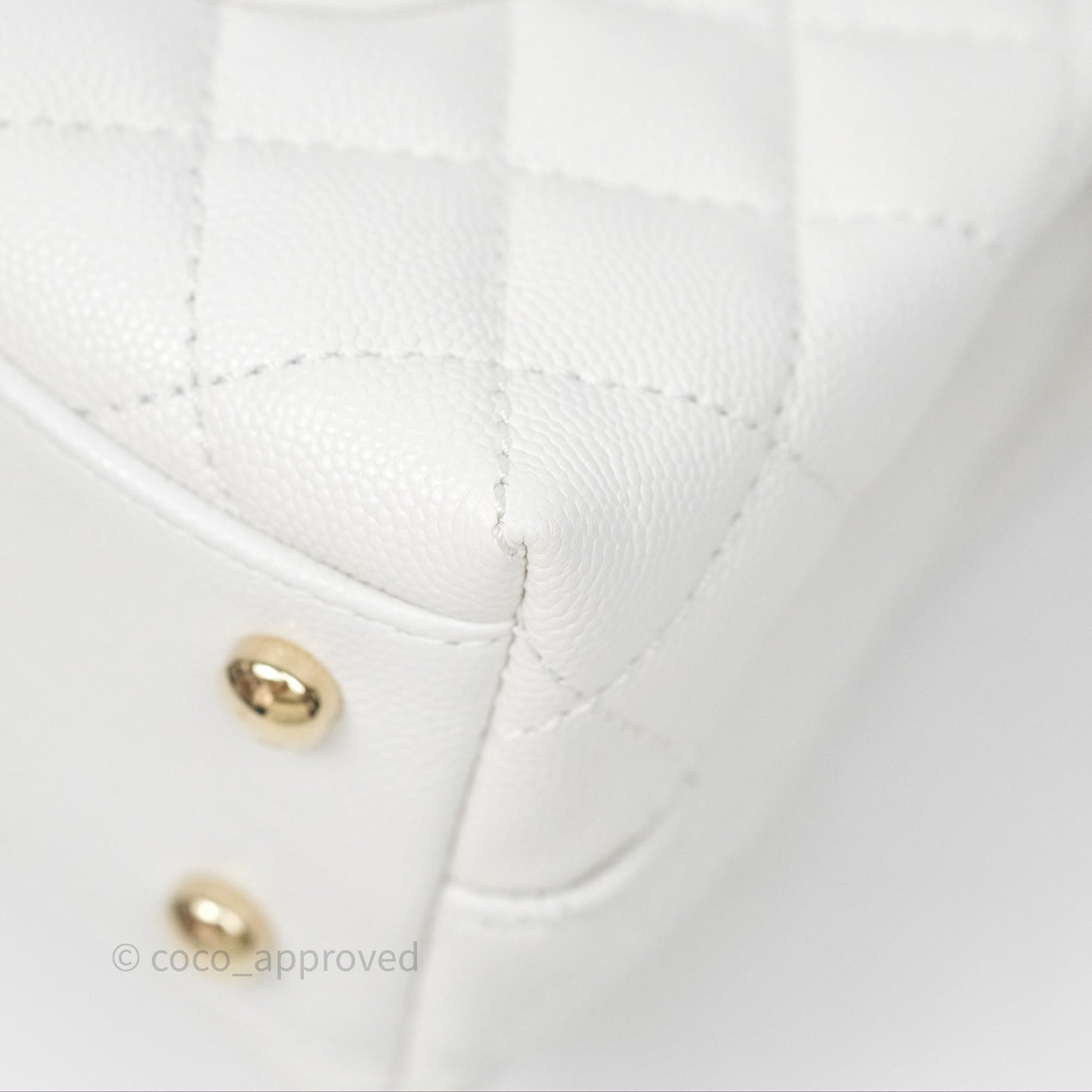 Chanel Small Coco Handle Quilted White Caviar Gold Hardware