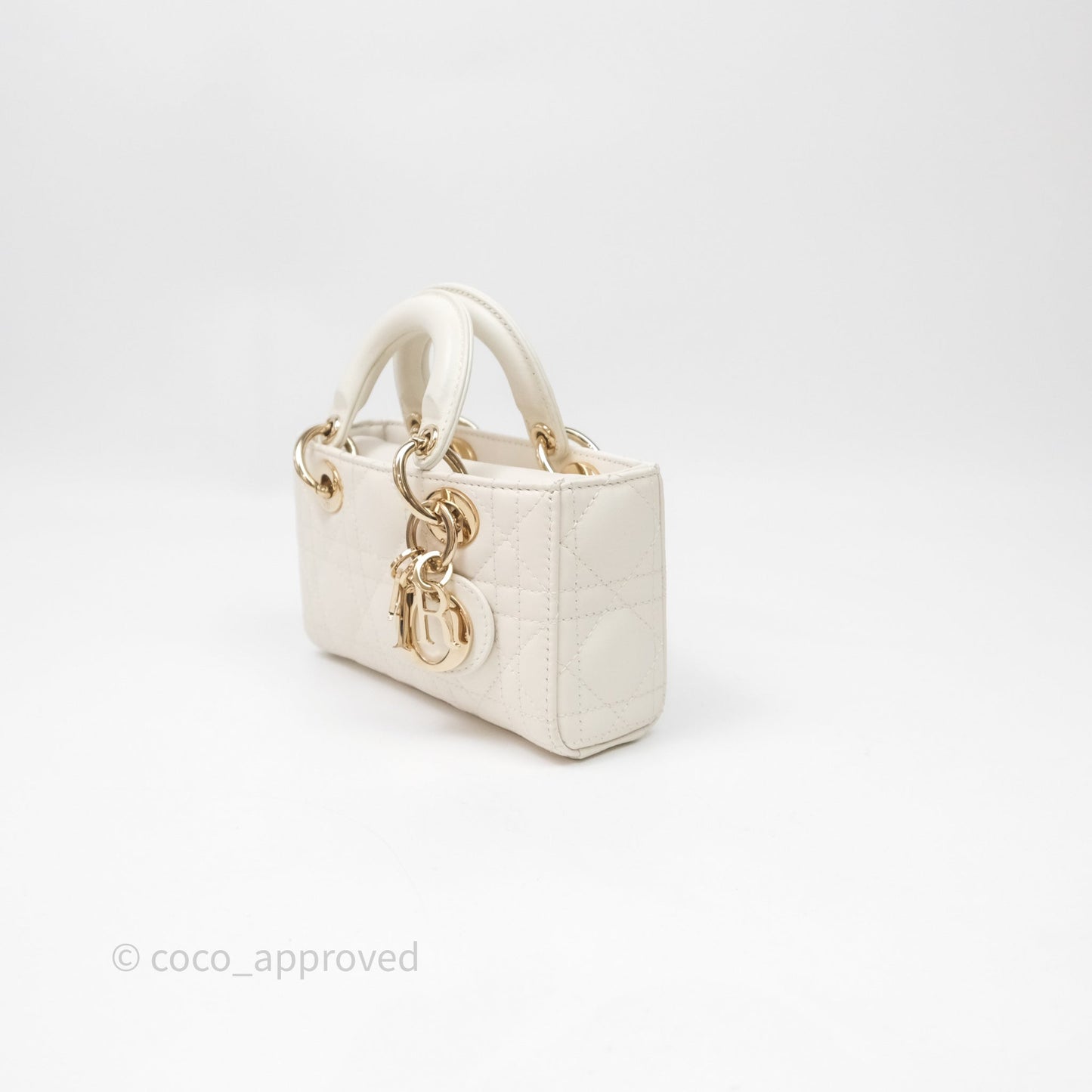 Christian Dior Micro Lady D-Joy Bag Latte Cannage Lambskin Gold Hardware