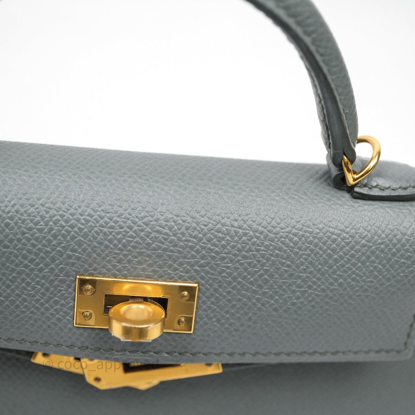 Hermès Mini Kelly Vert Amande 63 Epsom Gold Hardware