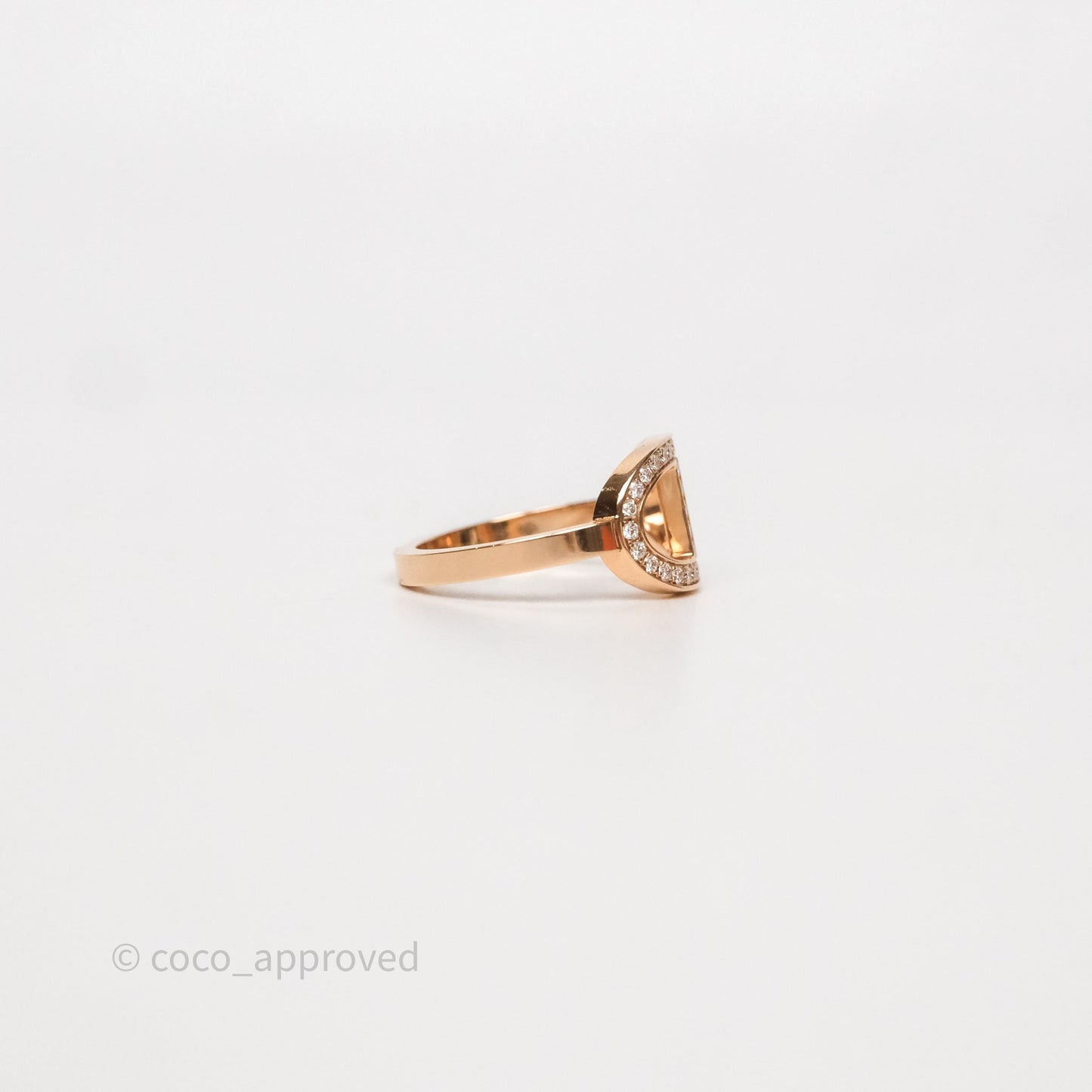 Hermès Chaine d'ancre Contour Ring Medium Model Diamonds Rose Gold Size 50