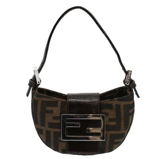 Luxury FendiZucca Canvas Pouch Black Brown 2305 26673 00958256