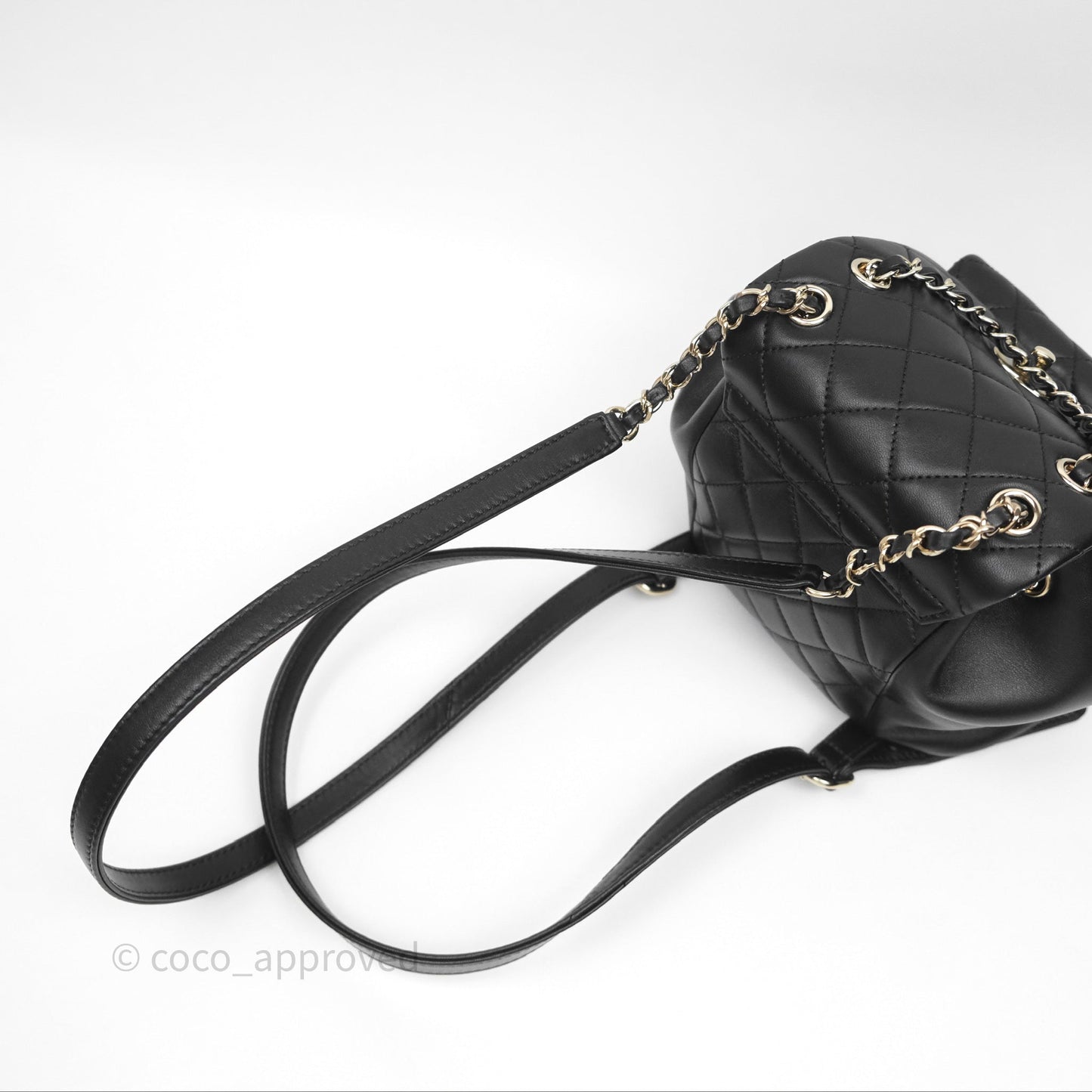 Chanel Small Duma Drawstring Backpack Black Lambskin Gold Hardware