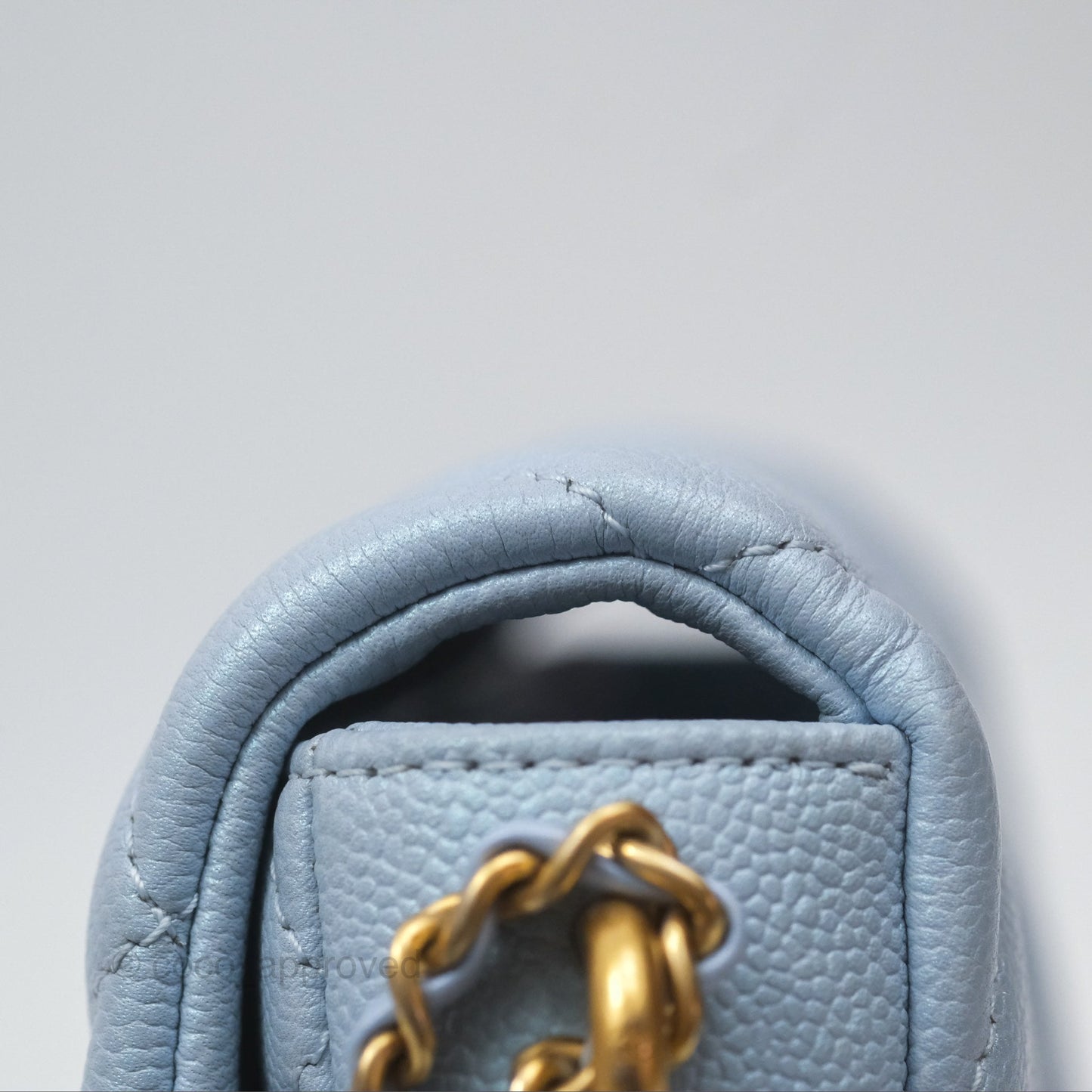 Chanel Quilted My Perfect Mini Iridescent Blue Caviar Aged Gold Hardware