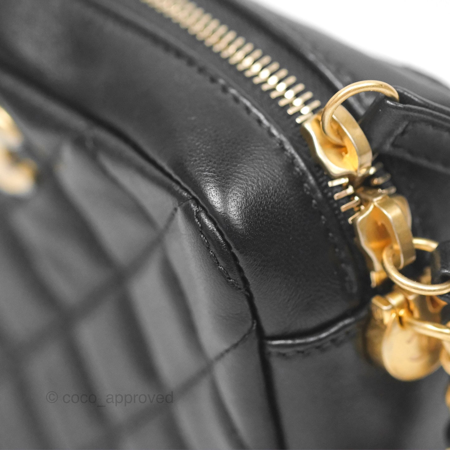 Chanel Quilted CC Pearl Crush Camera Case Black Lambskin Gold Hardware