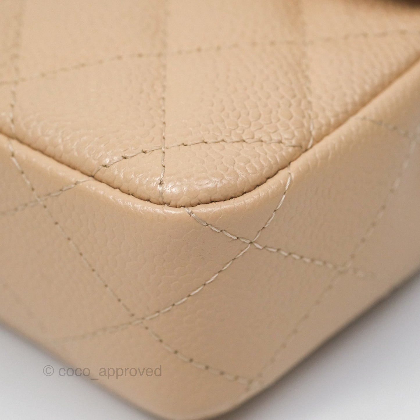 Chanel Quilted East West Flap Beige Caviar Silver Hardware