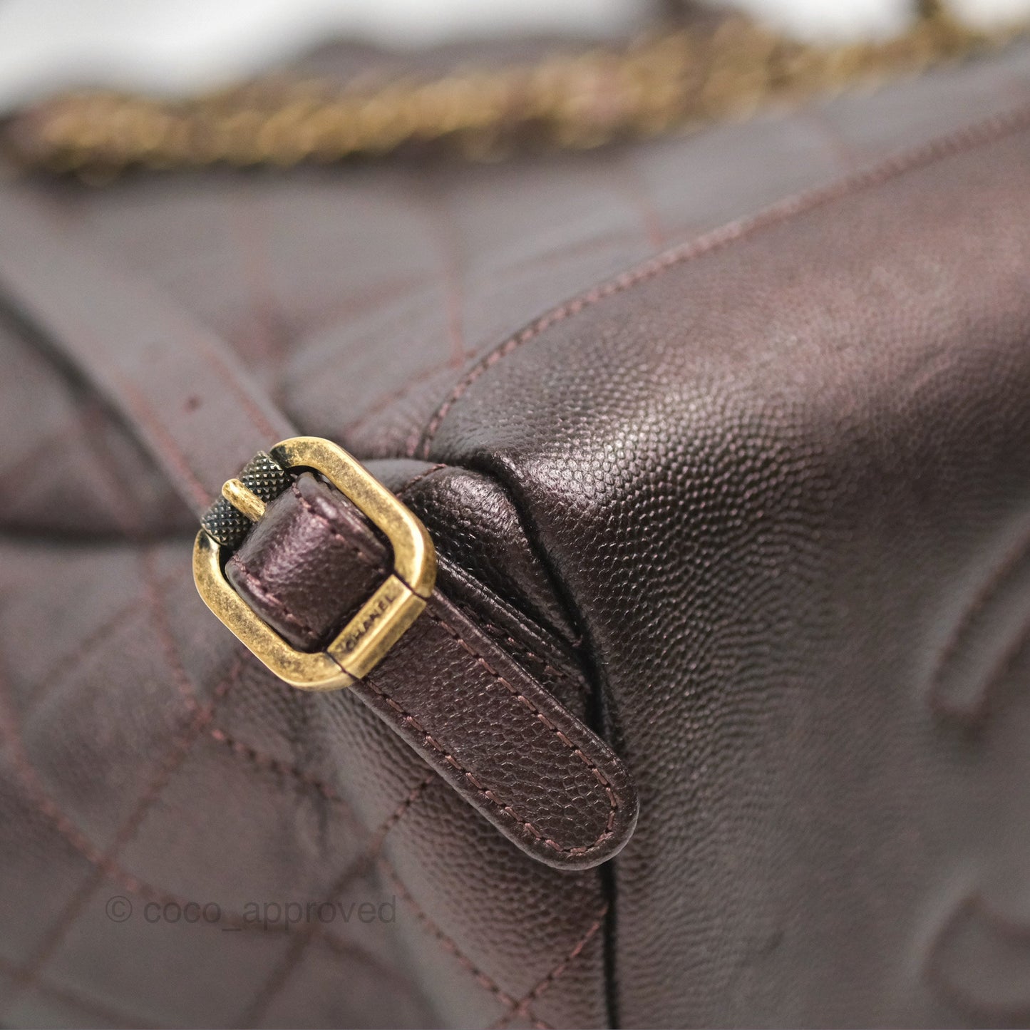 Chanel Quilted Filigree Backpack Iridescent Burgundy Caviar