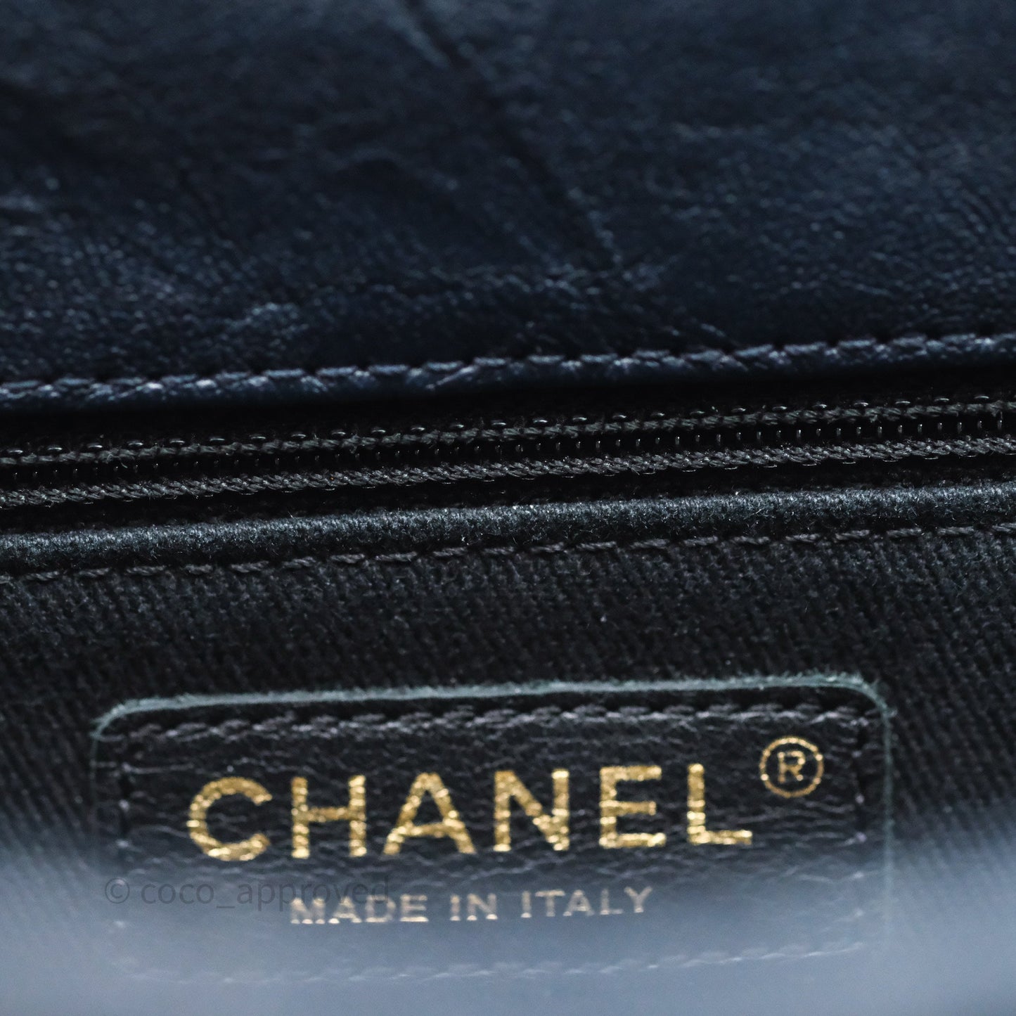 Chanel Medium Chevron Surpique Flap Navy Calfskin Aged Gold Hardware