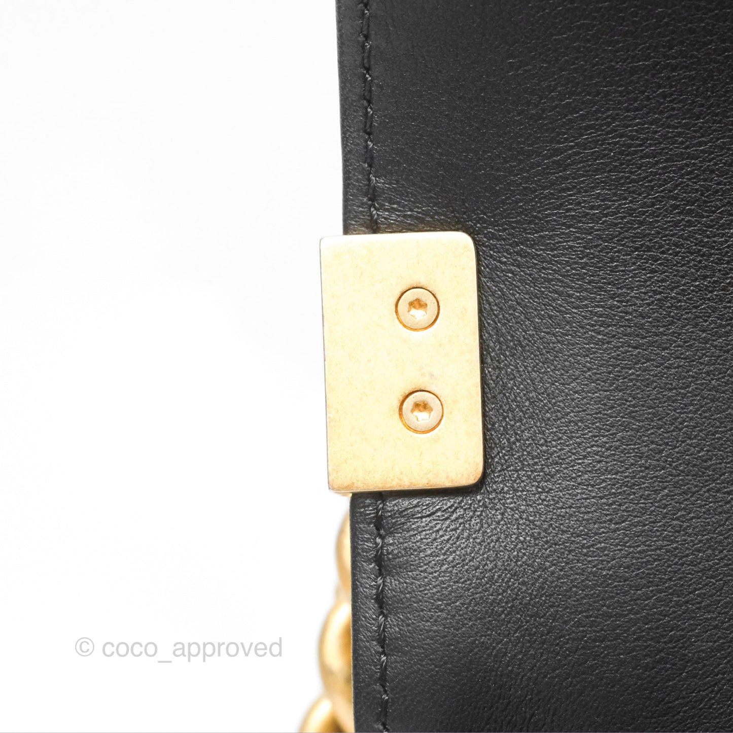 Chanel Quilted Medium Boy Black Calfskin Aged Gold Hardware
