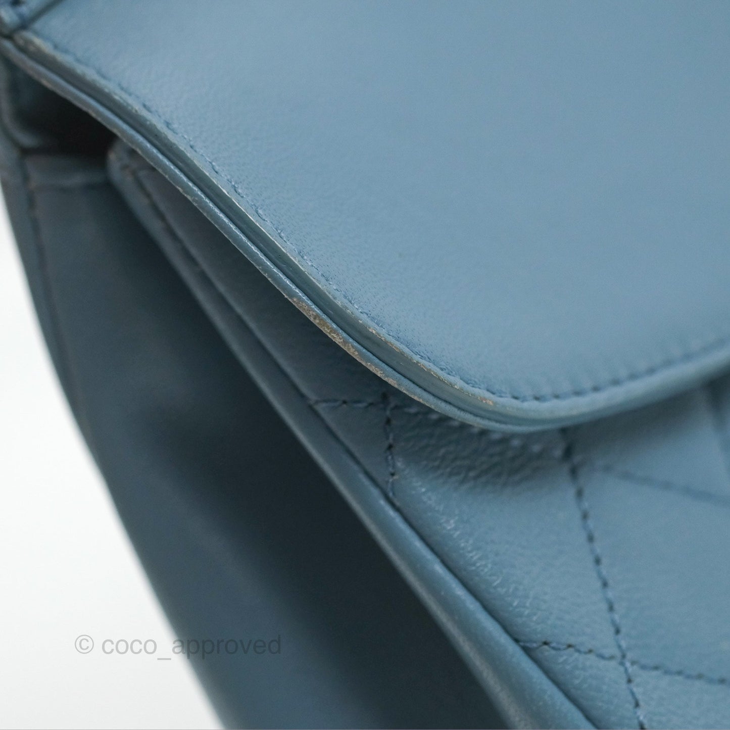 Chanel Curved Flap Bag Blue Lambskin Aged Gold Hardware