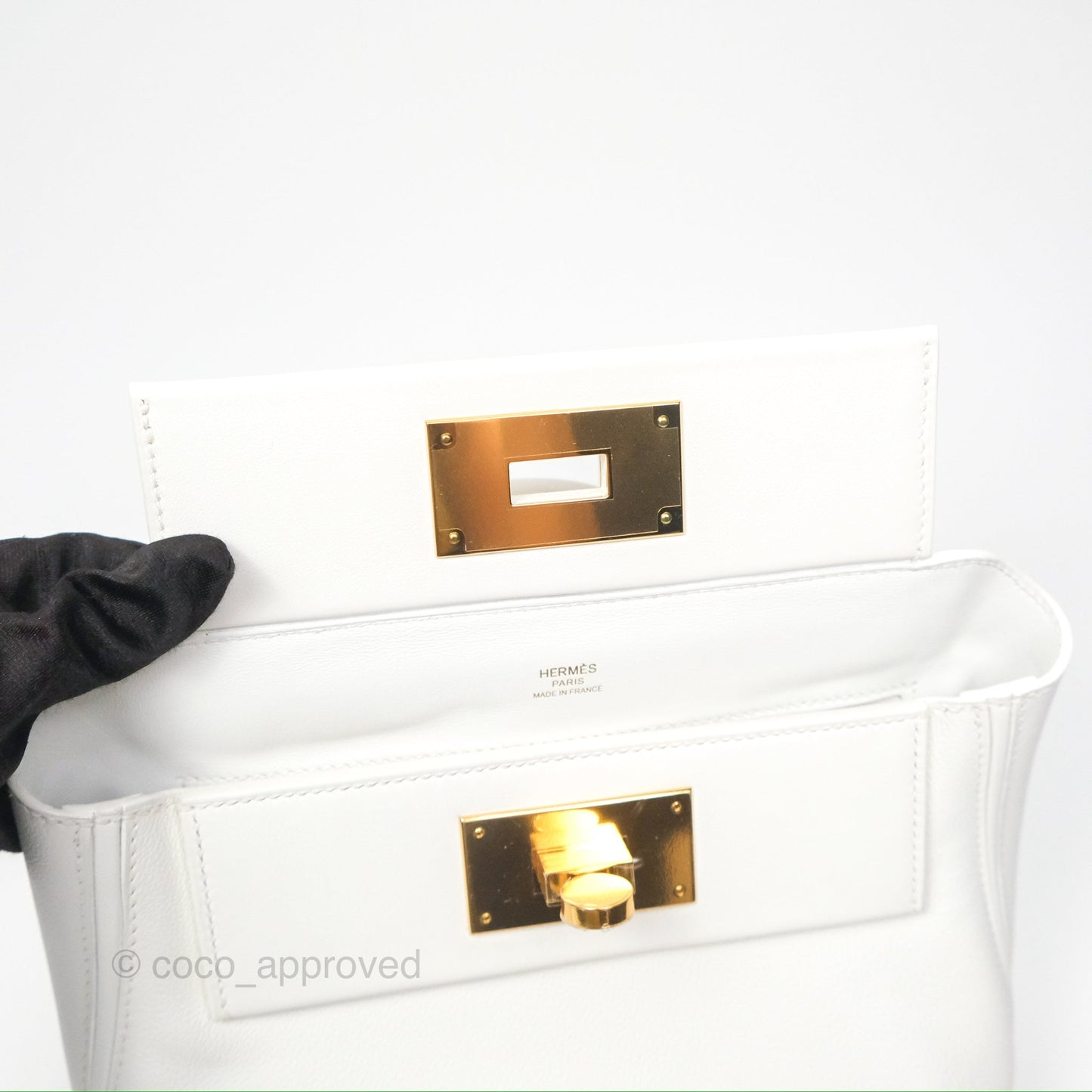 Hermès 24/24 21 Mini New White Evercolor/ Swift Gold Hardware