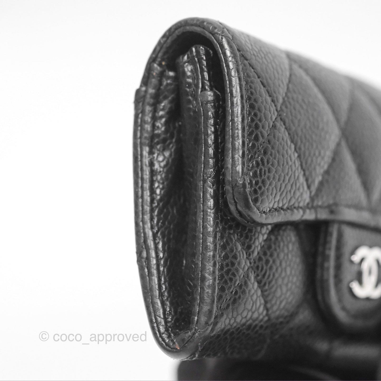 Chanel Classic Quilted Flap Card Holder Black Caviar Silver Hardware