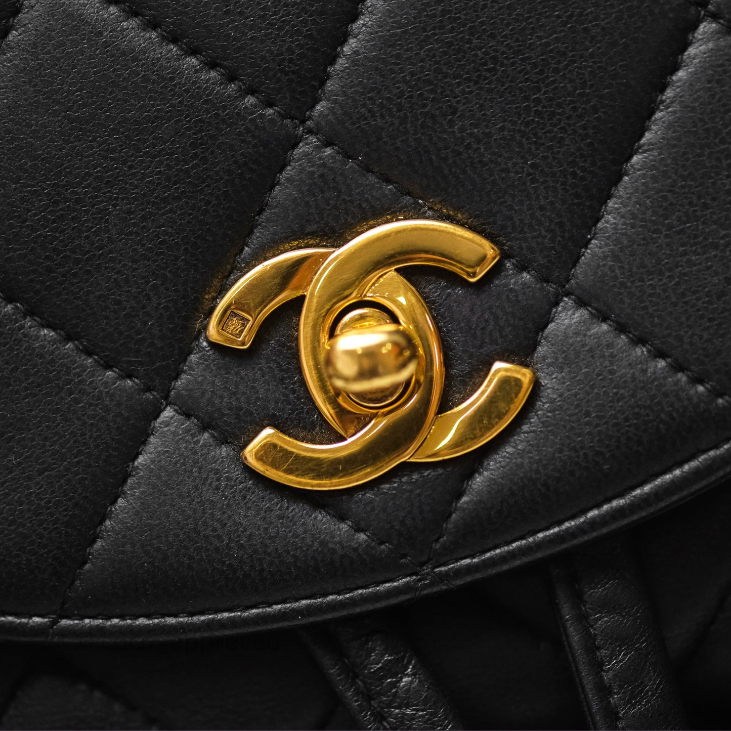 Chanel Vintage CC Duma Backpack Black Lambskin 24K Gold Hardware