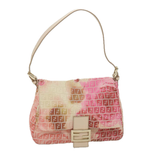 Luxury FendiZucchino Canvas Mamma Baguette Shoulder Bag Pink58332