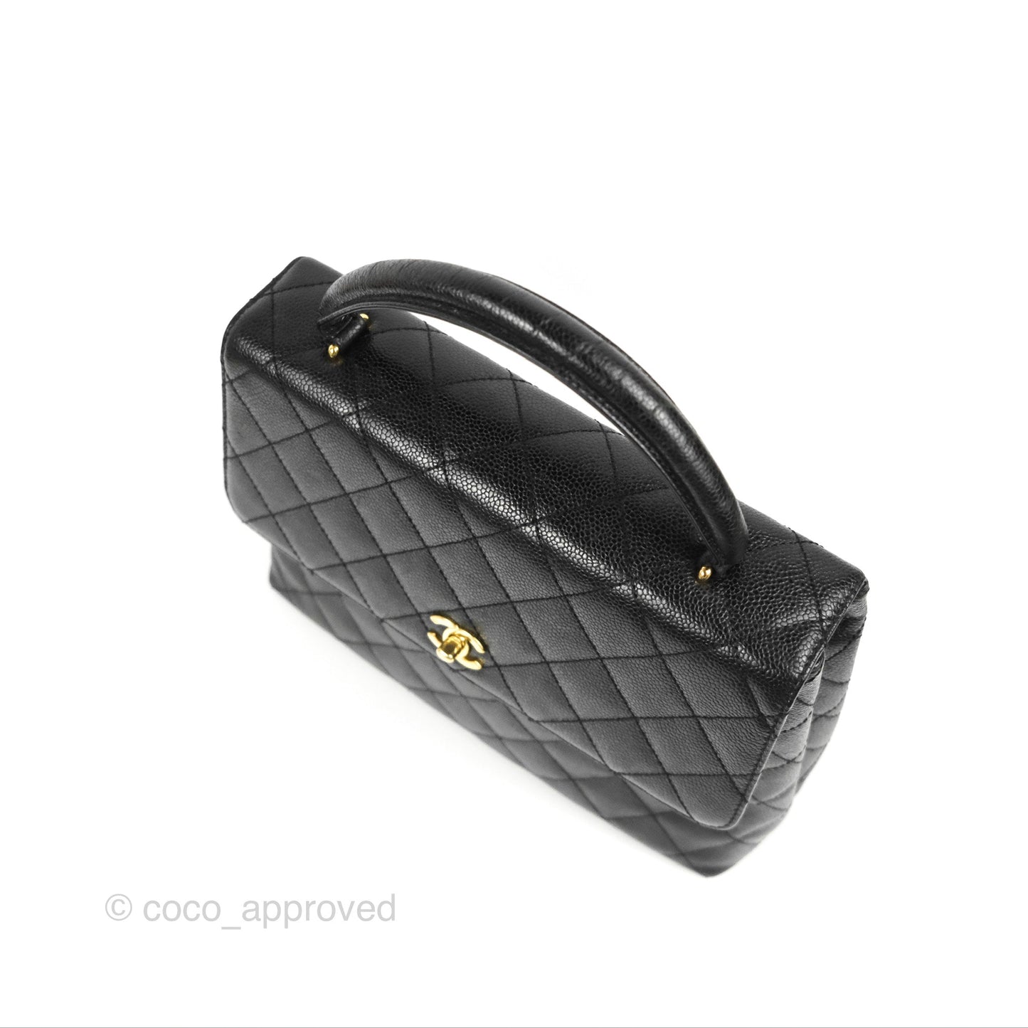 Chanel Vintage Kelly Quilted Flap Black Caviar 24K Gold Hardware