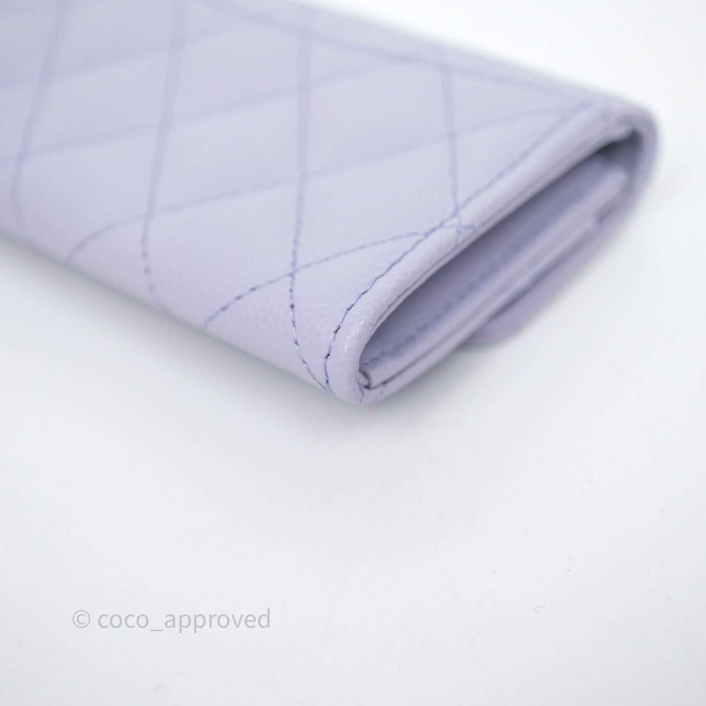 Chanel Quilted Flap Card Holder Lilac Caviar Silver Hardware