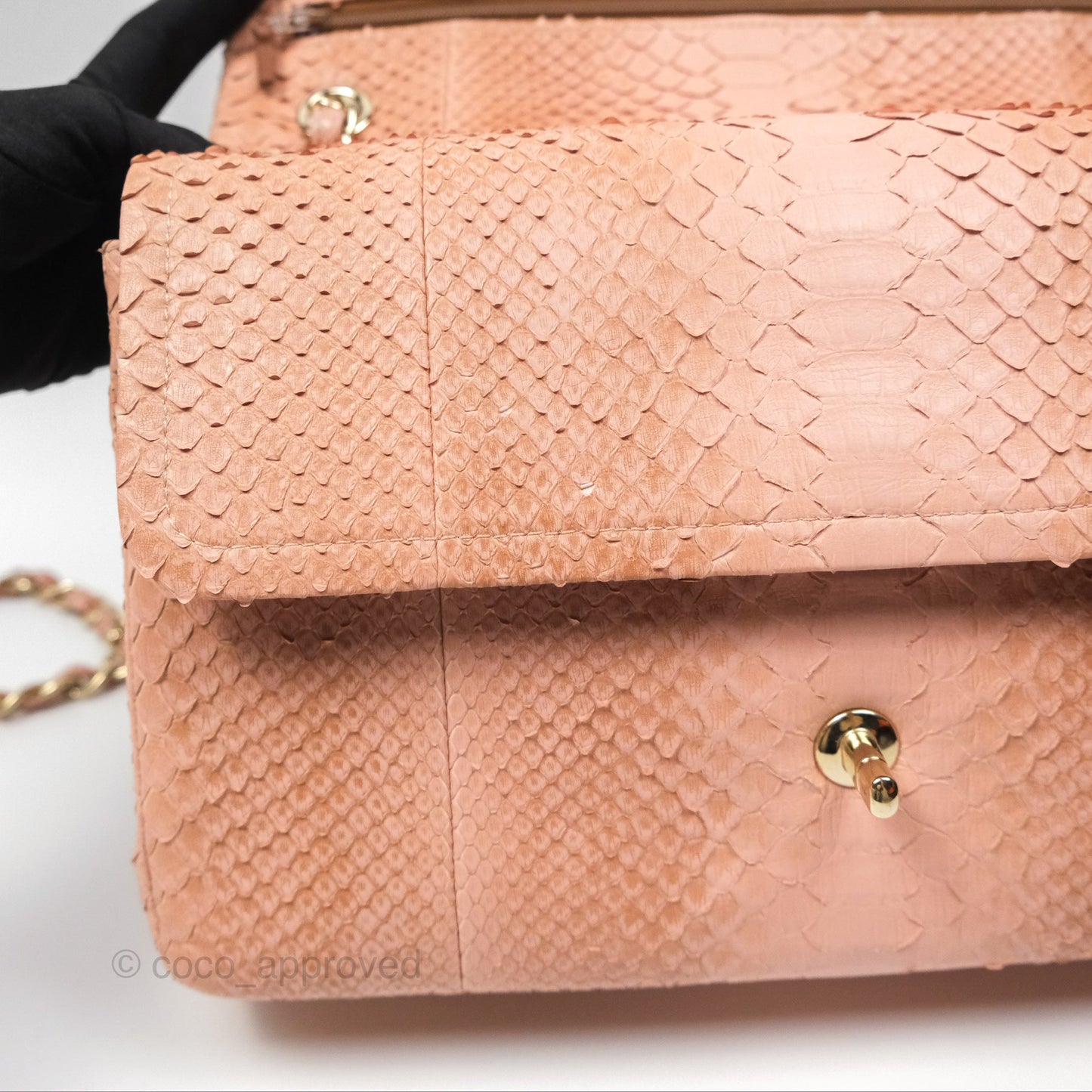 Chanel Jumbo Double Flap Python Pink Gold Hardware